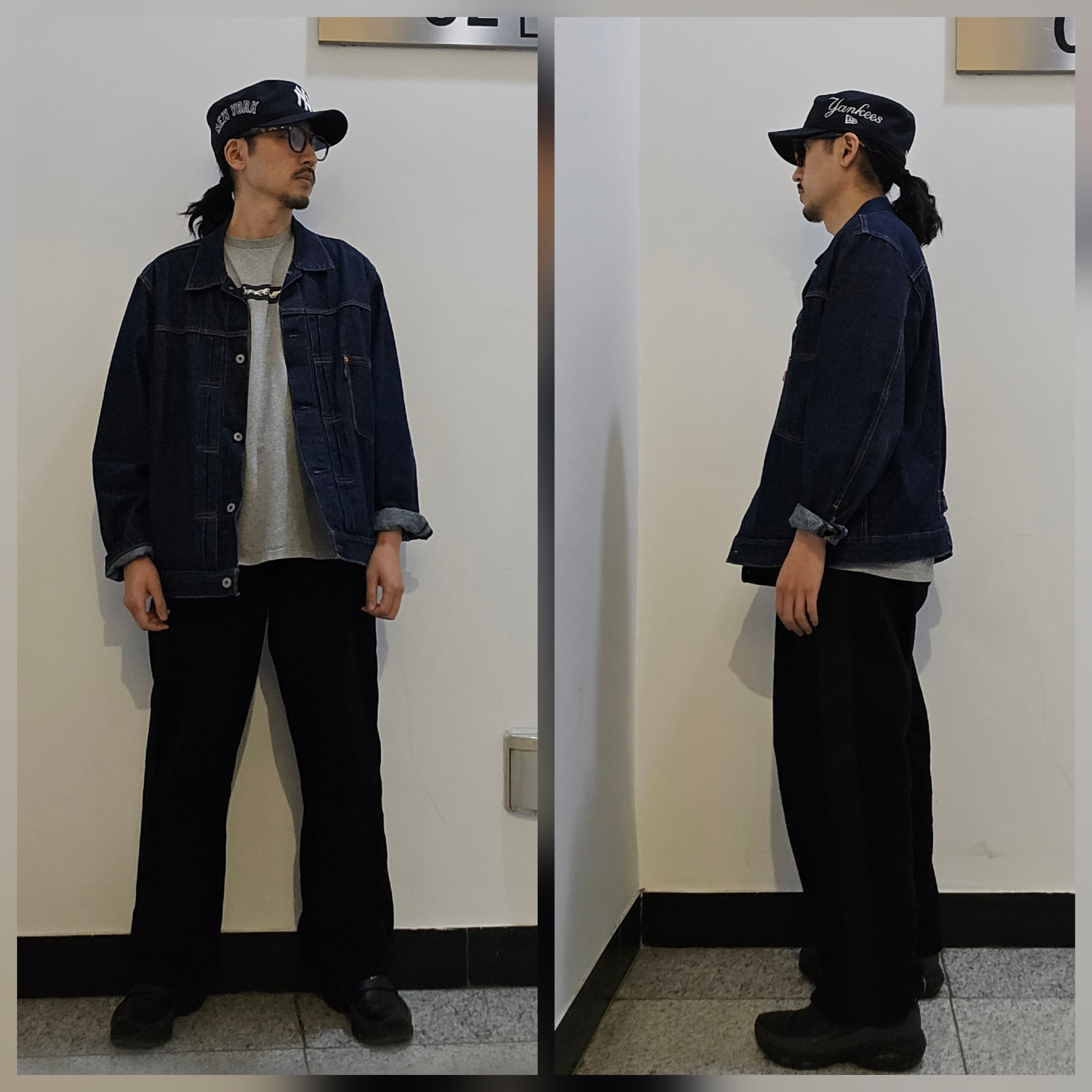 New Era MLB New York Yankees Pillbox Series Ball Cap Navy, Supreme Futura Box Logo T-Shirt Heather Grey - 24SS 착용 스타일 - 1