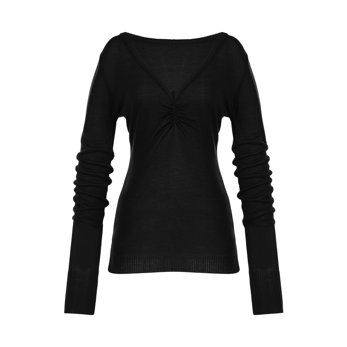 레이즈미야 아이리 셔링 니트 블랙(REISE MIYA Iri Shirring Knit Black) - 1