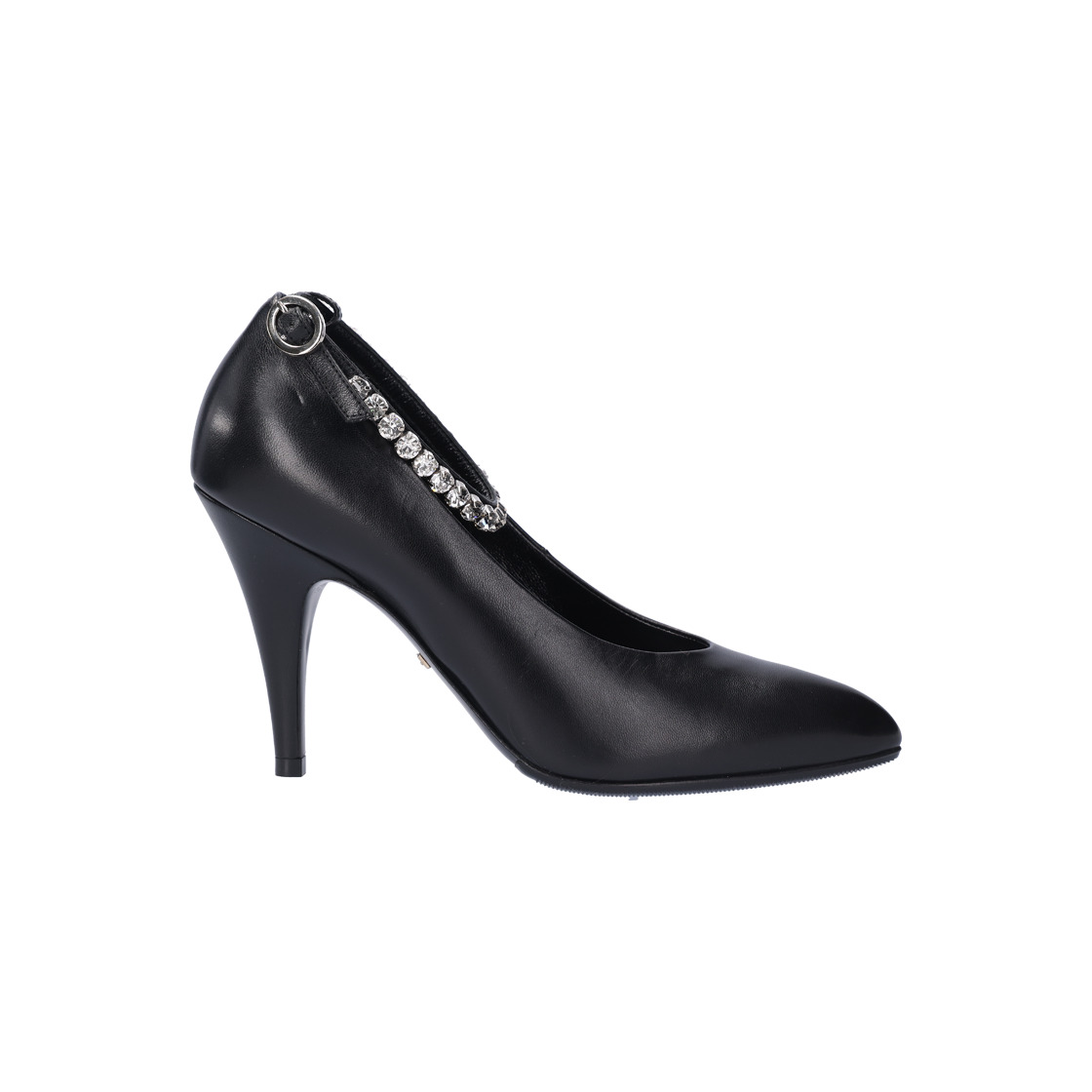 ITWAHL6Q9CIB Gucci 590988 Crystal-Embellished Leather Pumps in Black, Size 36