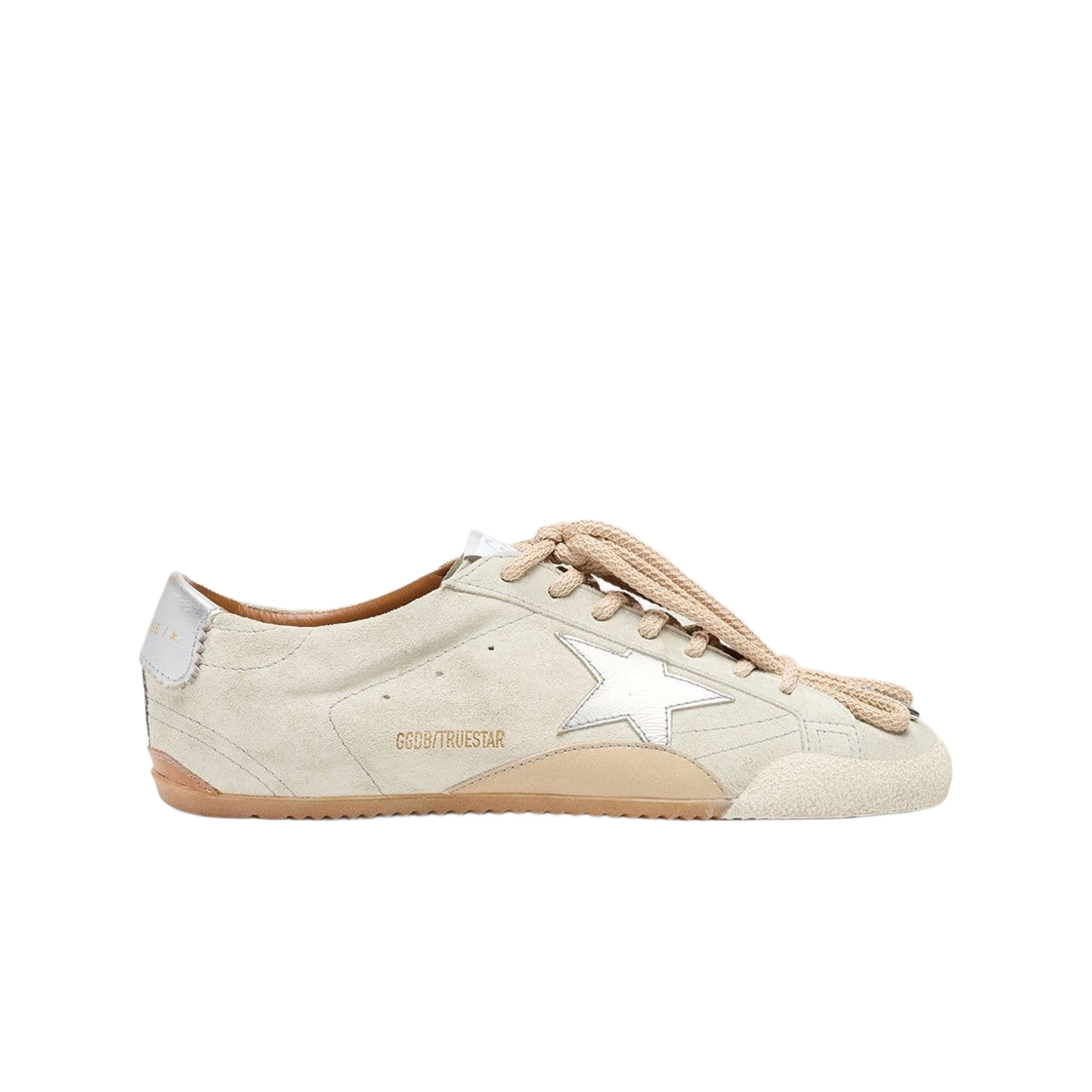 GMF00922-F008435-60678 Golden Goose True-Star in Light Grey Suede with Metallic Silver Star and Heel Tab Sneakers Light Grey