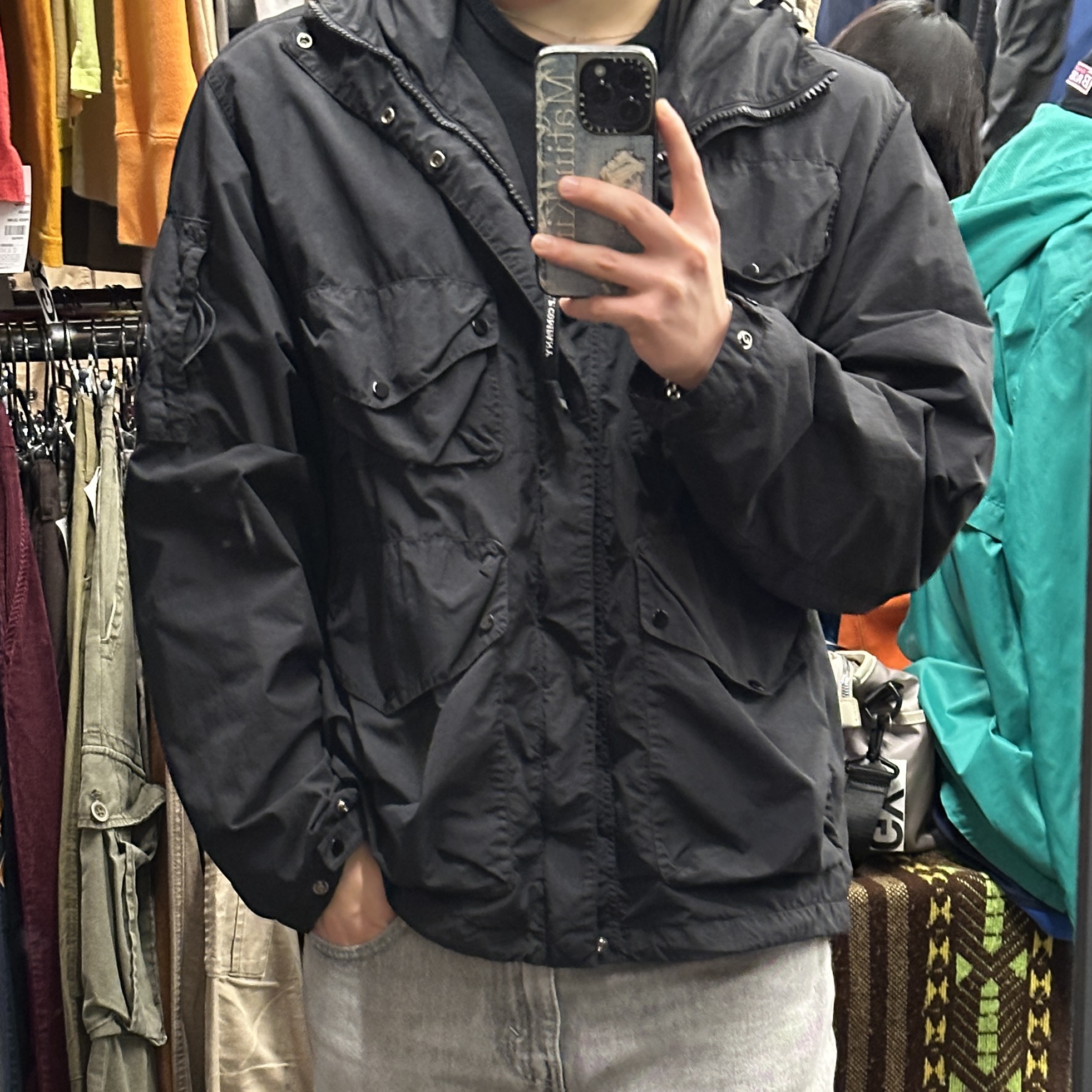 C.P. Company Flatt Nylon Goggle Jacket Black - 25SS 착용 스타일