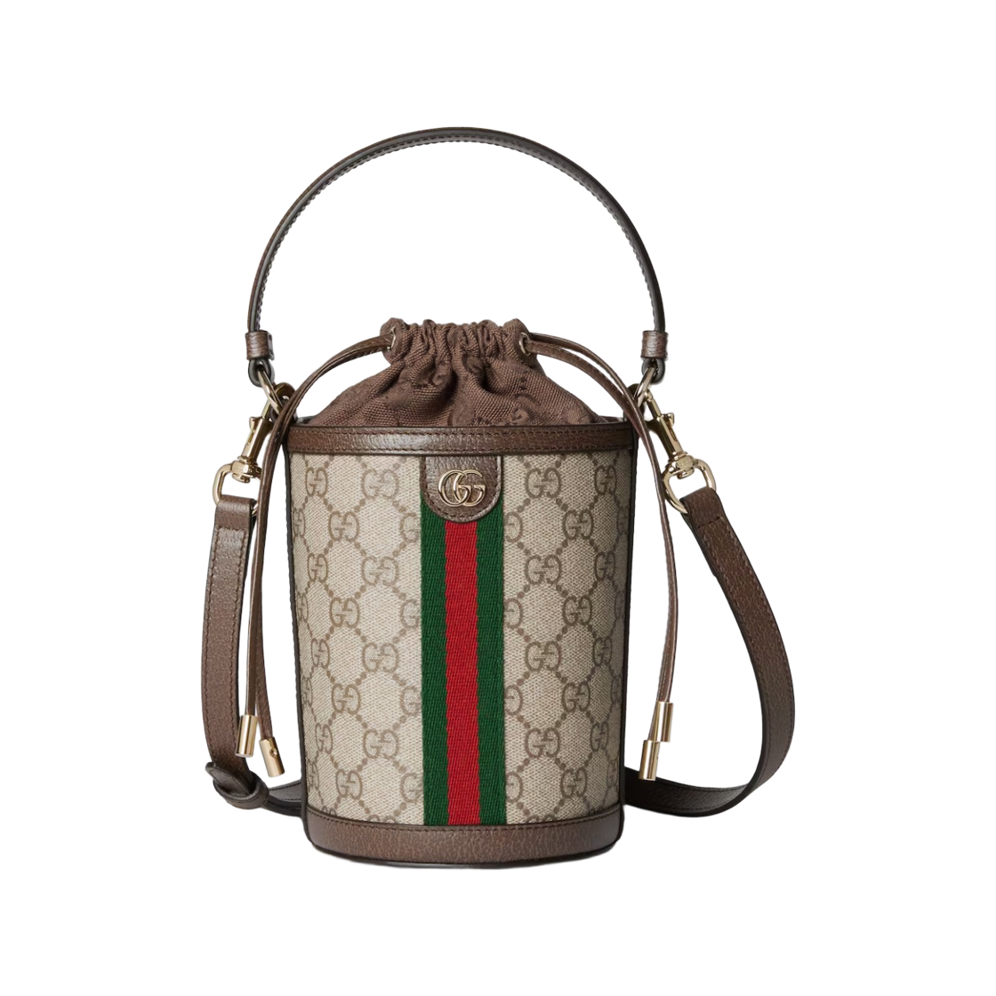 838462-FAE0O-9869 Gucci Ophidia Mini Bucket Bag Beige Dark Brown