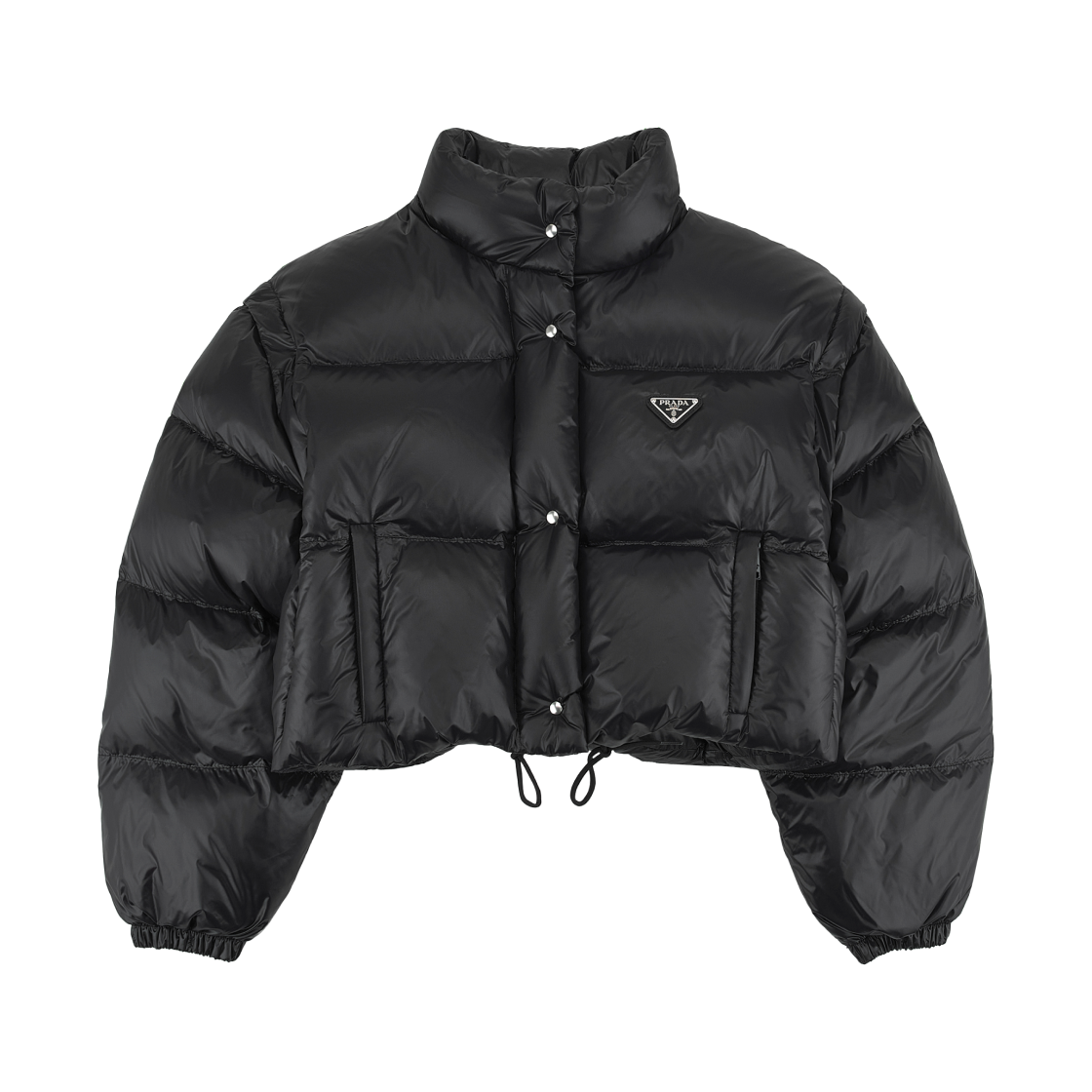 (W) 프라다 리나일론 크롭 컨버터블 다운 자켓 블랙((W) Prada Re-Nylon Cropped Convertible Down Jacket Black)