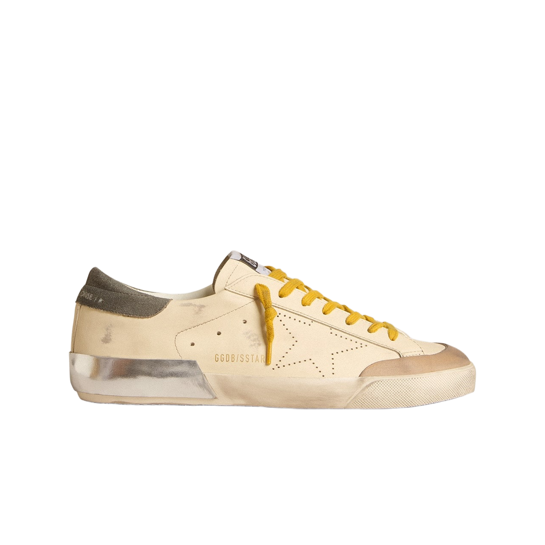 GMF00172-F006024-15606 Golden Goose Superstar with Perforated Star Grey Suede Heel Tab Sneakers Cream