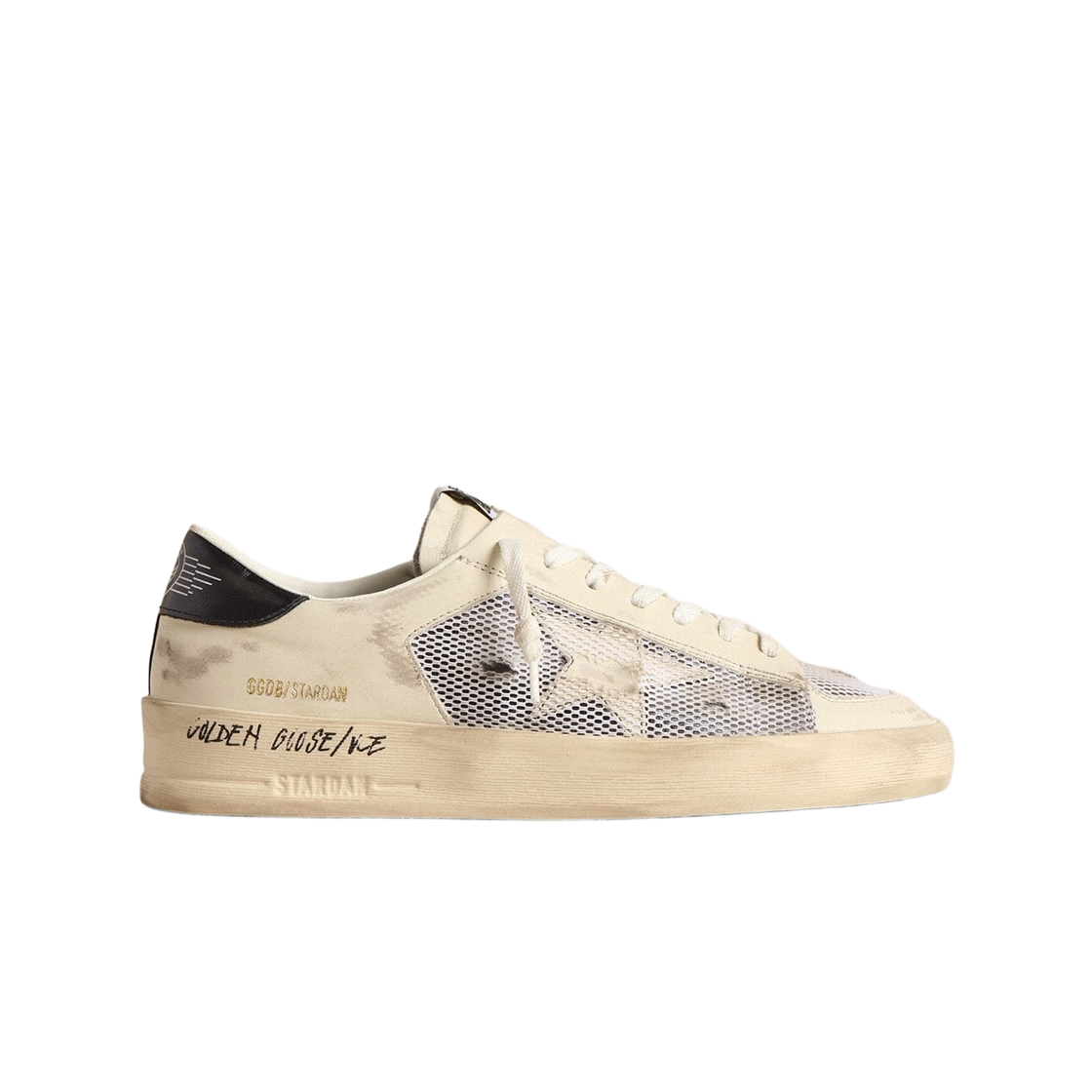 GMF00580-F004567-10768 Golden Goose Stardan White Leather Star White Leather Mesh Sneakers White