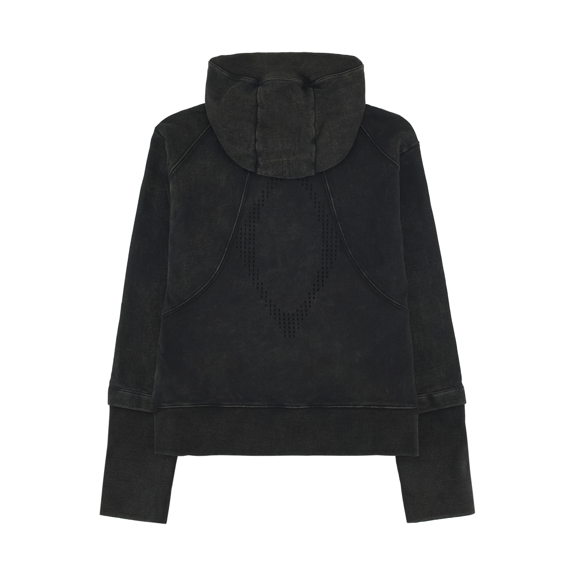 (W) 미스치프 롬버스 펀칭 후드 집업 워시드 블랙((W) Mischief Rhombus Punching Hoodie Zip Up Washed Black) - 2