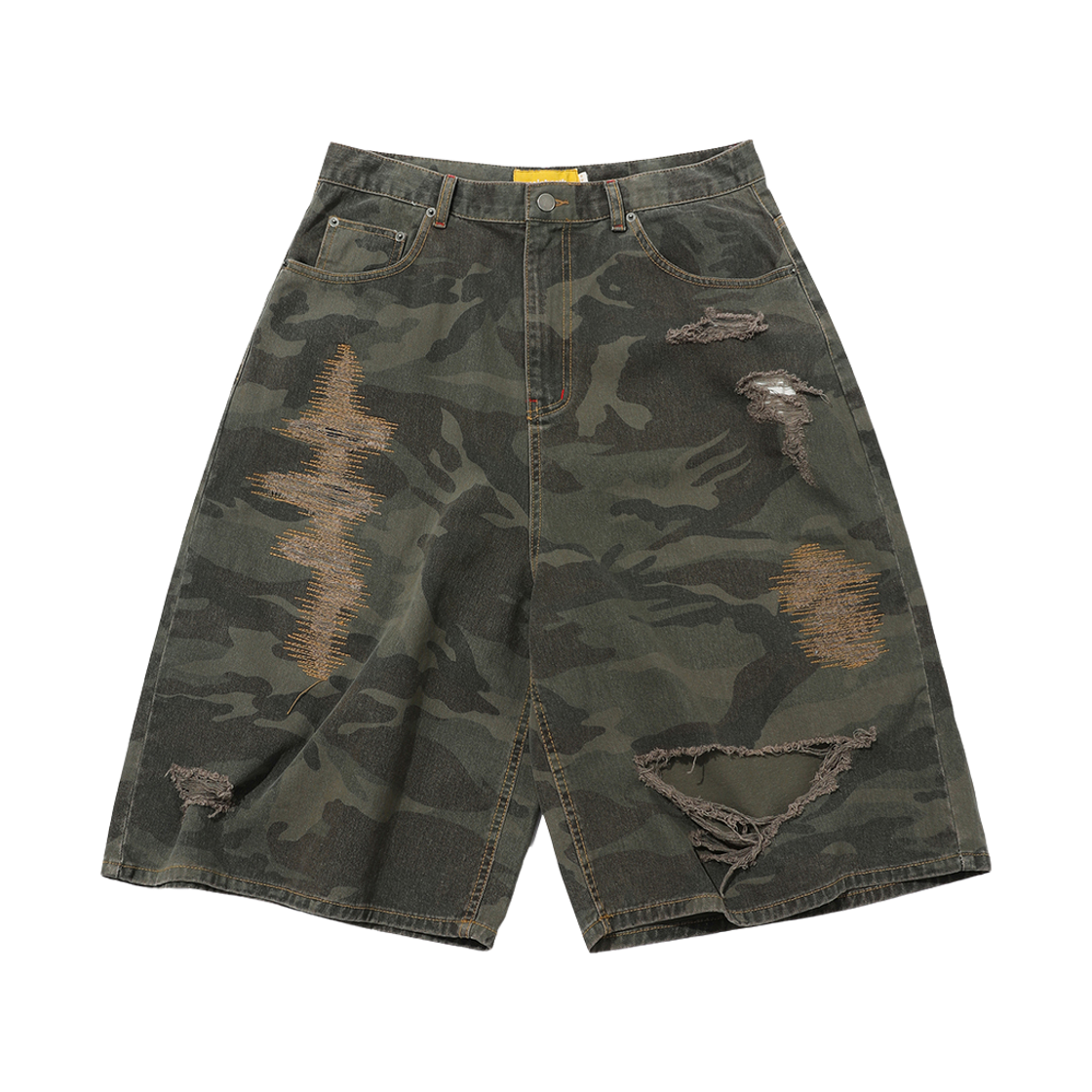 MBBDS2HPU02VK MAINBOOTH Destroyed Camo Shorts Vintage Khaki