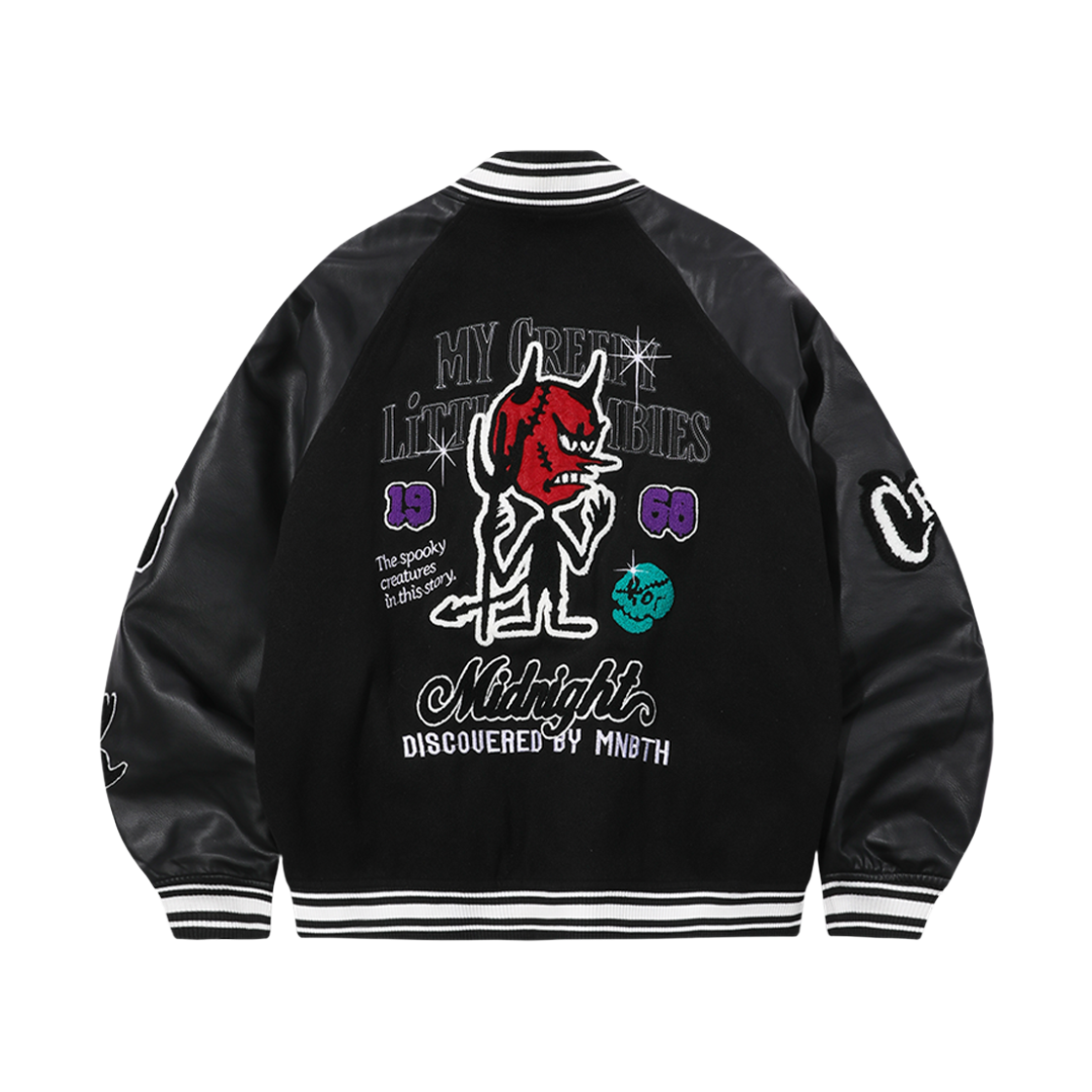 메인부스 크리피 데빌 바시티 자켓 블랙(MAINBOOTH Creepy Devil Varsity Jacket Black) - 2