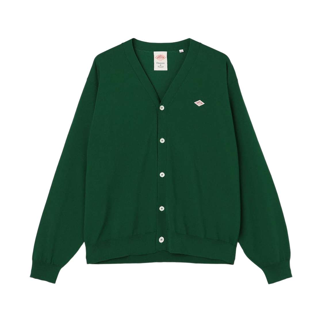 DT-D0138 Danton Jersey Knit V-Neck Cardigan Green