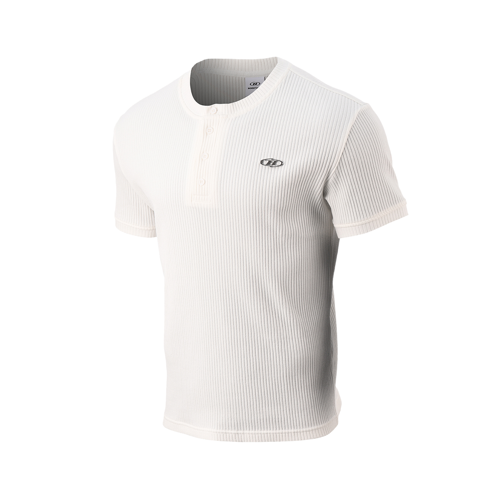 본투윈 B 펜던트 헨리넥 머슬핏 티셔츠 화이트(BORN TO WIN B Pendant Henry Neck Muscle Fit T-Shirts White)