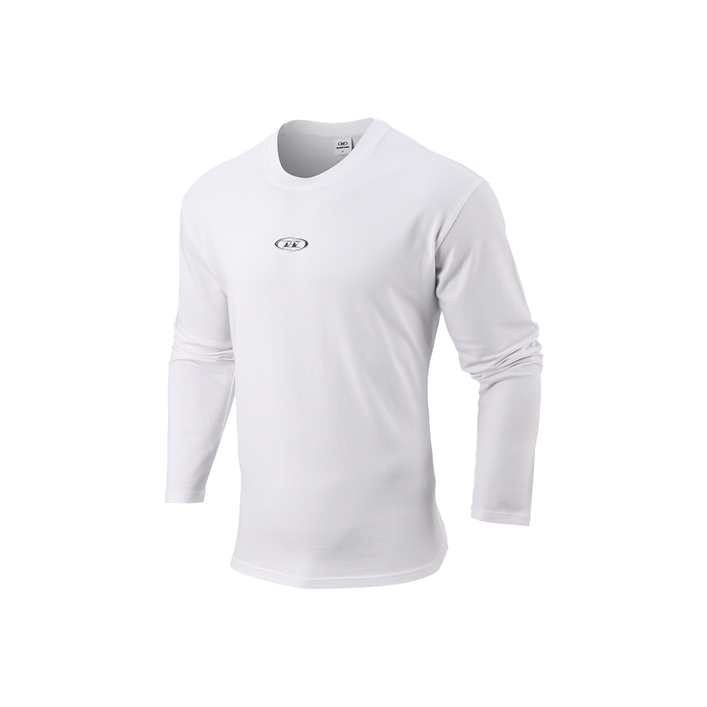 본투윈 실버 B 로고 머슬핏 롱슬리브 화이트(BORN TO WIN Silver B Logo Muscle Fit Long Sleeve White)