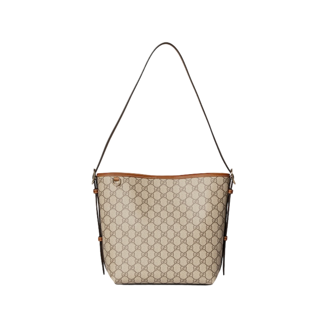 848881-FAD6L-9758 Gucci GG Emblem Small Shoulder Bag Beige Dark Brown