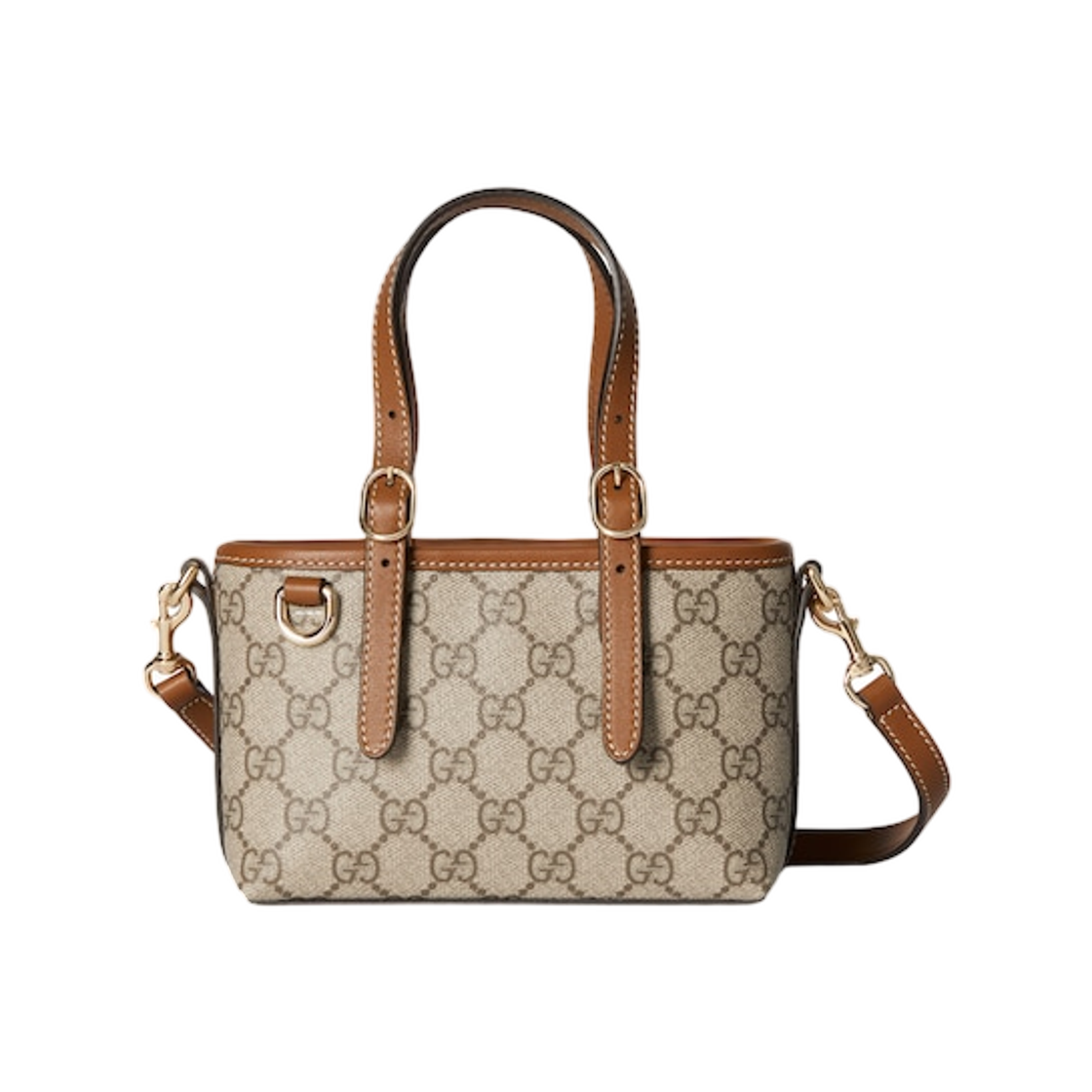 855491-FAEUC-9758 Gucci GG Emblem Mini Bag Beige Dark Brown