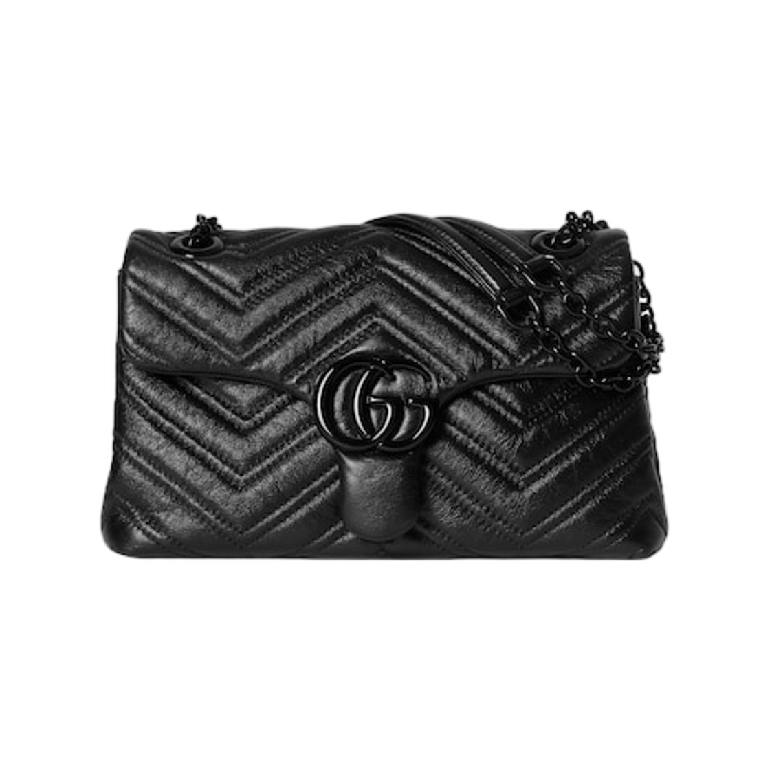 855371-AAFS1-1000 Gucci GG Marmont Small Shoulder Bag Black