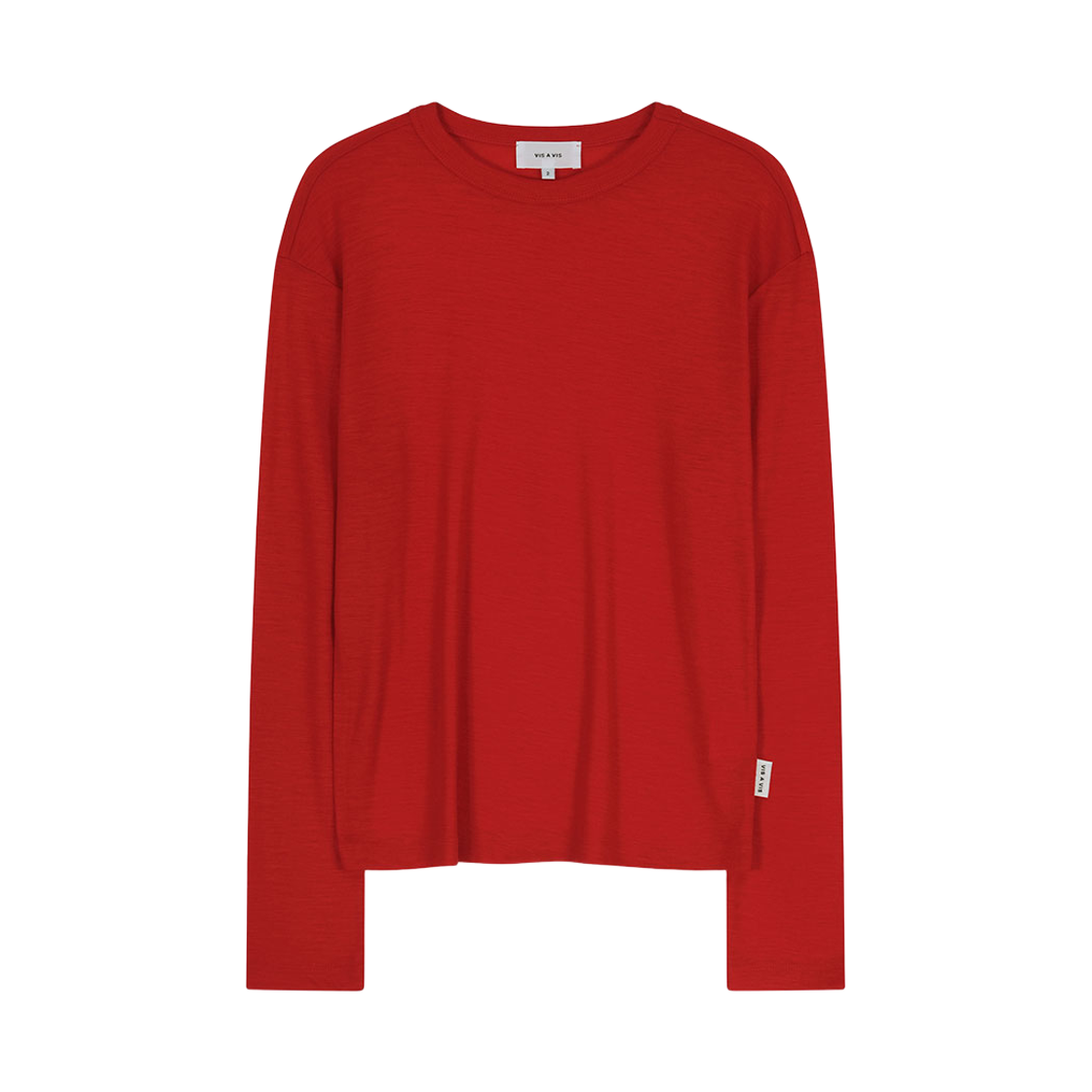 비자비 슈퍼 원투엔티스 울 저지 롱 슬리브드 탑 레드(VIS A VIS Super 120'S Wool Jersey Long Sleeved Top Red) - 1