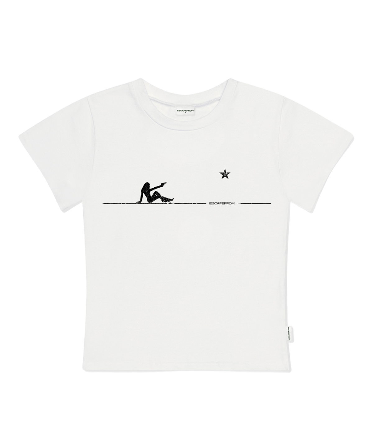 E261STS001IV Escapefrom Woman And Gun Print Slim Fit Short Sleeve T-Shirt Ivory