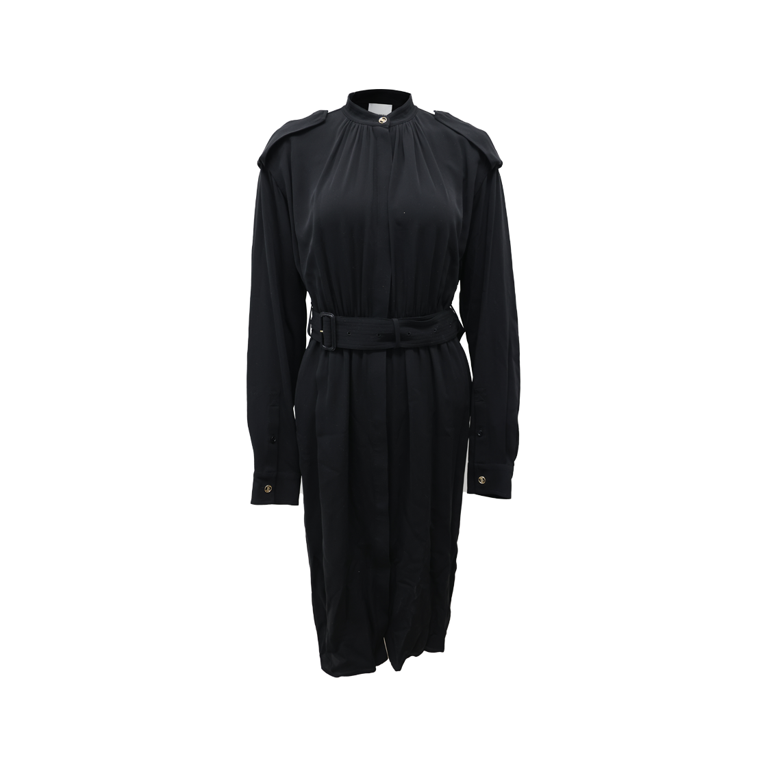 IT5UGN52SQVF Burberry Belted Silk Shirt Dress - Black