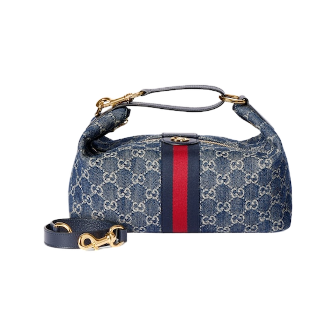 구찌 베니티 미디움 탑 핸들 백 블루 화이트 데님(Gucci Vanity Medium Top Handle Bag Blue White  Denim) - 1
