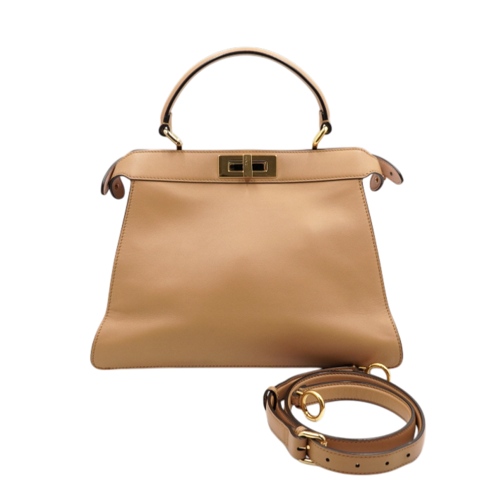 ITEF7SB6TDVW Fendi 8BN321 Brown Leather Peekaboo I See You Medium Tote & Shoulder Bag