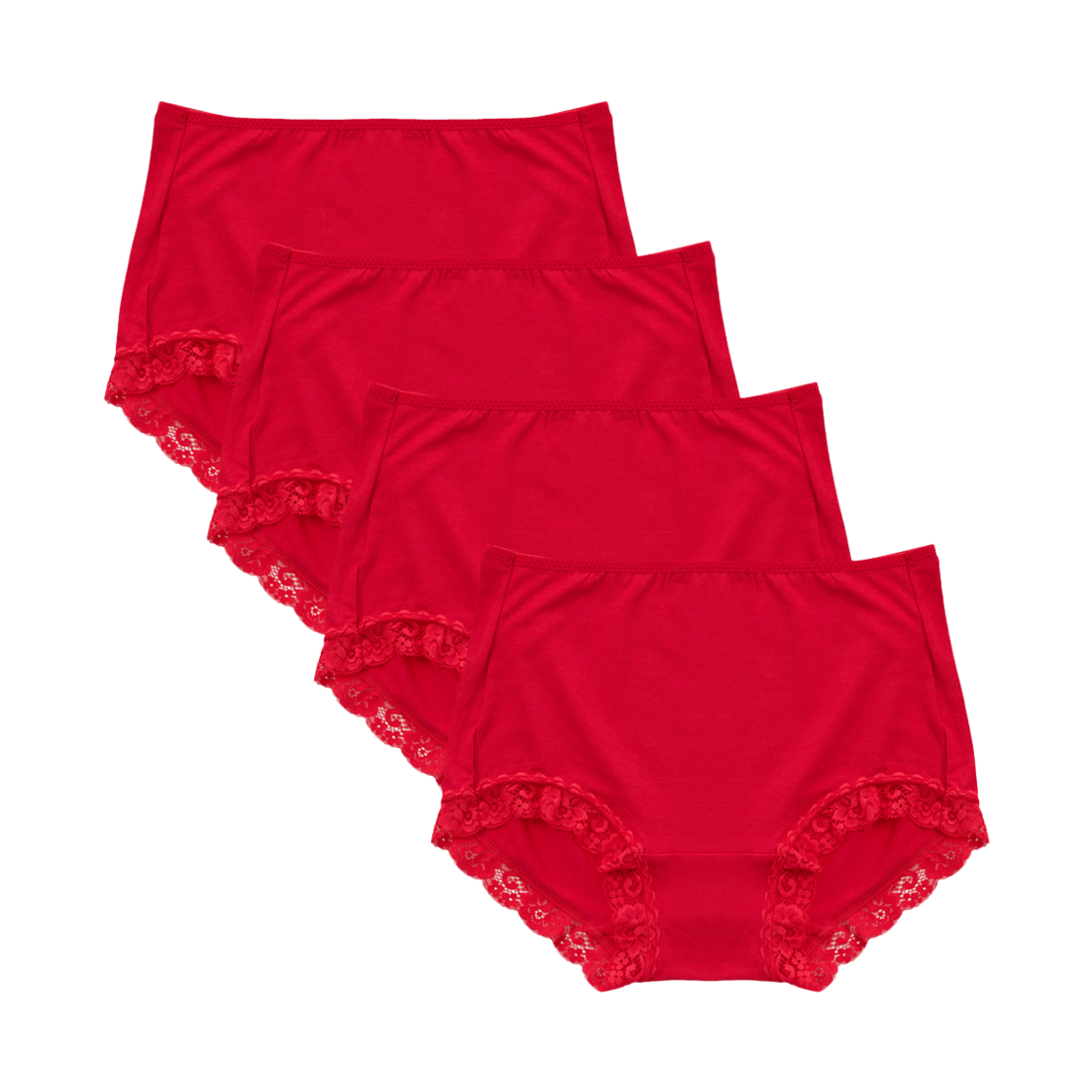 (W) 에이원 모달 레이스 팬티 1701 4팩 레드((W) AONE Modal Lace Panty 1701 4-Pack Red)