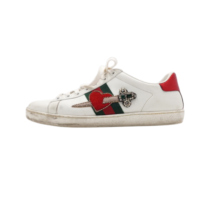 구찌 472990 화이트레더 하트 애로우 WEB 에이스 여성 스니커즈aa61564(Gucci 472990 White Leather Heart Arrow Web Ace Women's Sneakers)