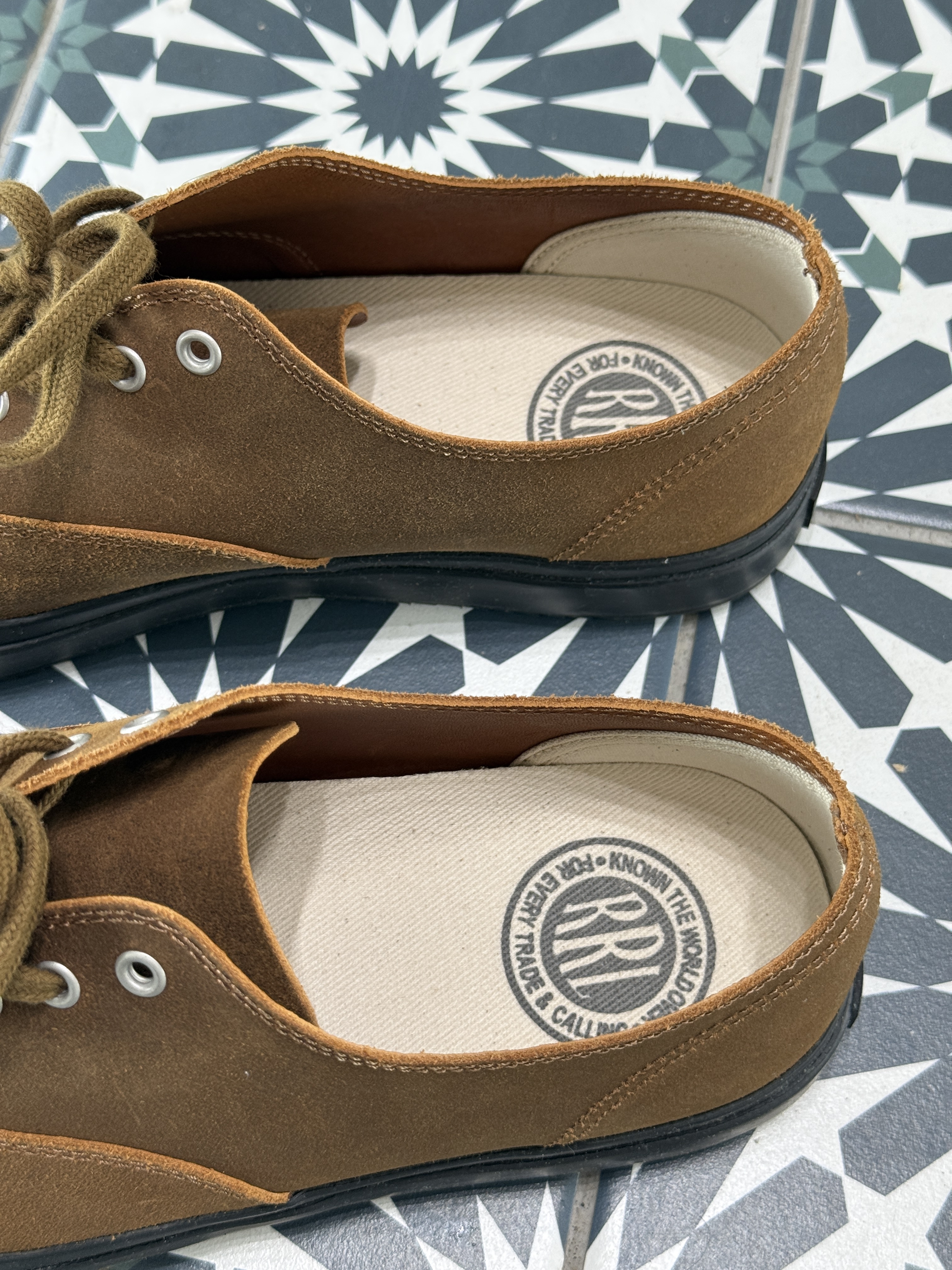 Double RL Roughout Suede Sneakers Brown - D 착용 스타일 - 2