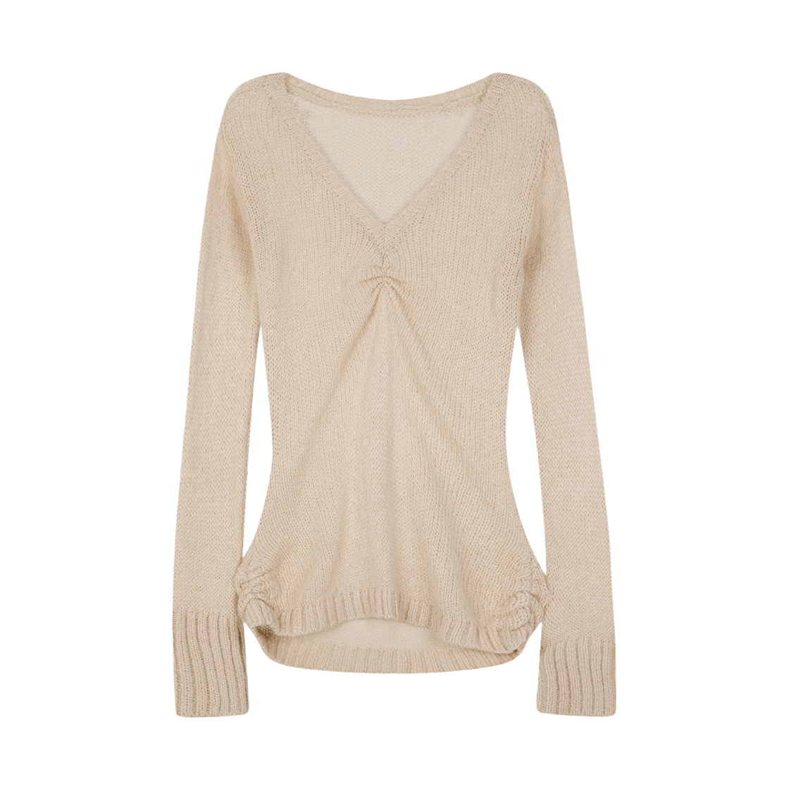 레이즈미야 아이사 모헤어 셔링 니트 모카 무스(REISE MIYA Isa Mohair Shirring Knit Mocha Mousse)