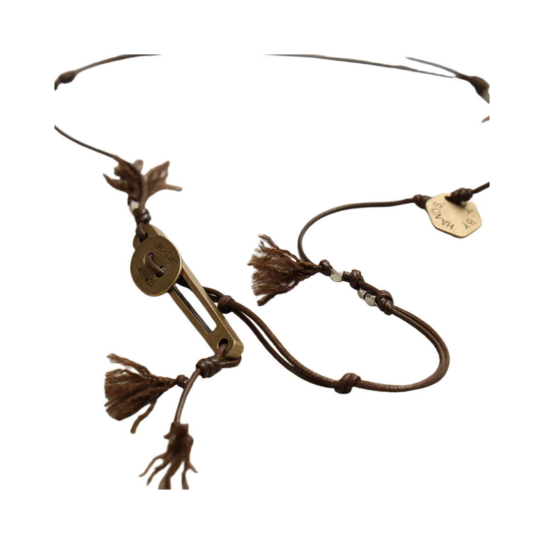핸드 트위스티드 버튼 스틱 목걸이 브론즈(TOWTOW.ARCHIVE Hand-Twisted Button Stick Necklace Bronze) - 2