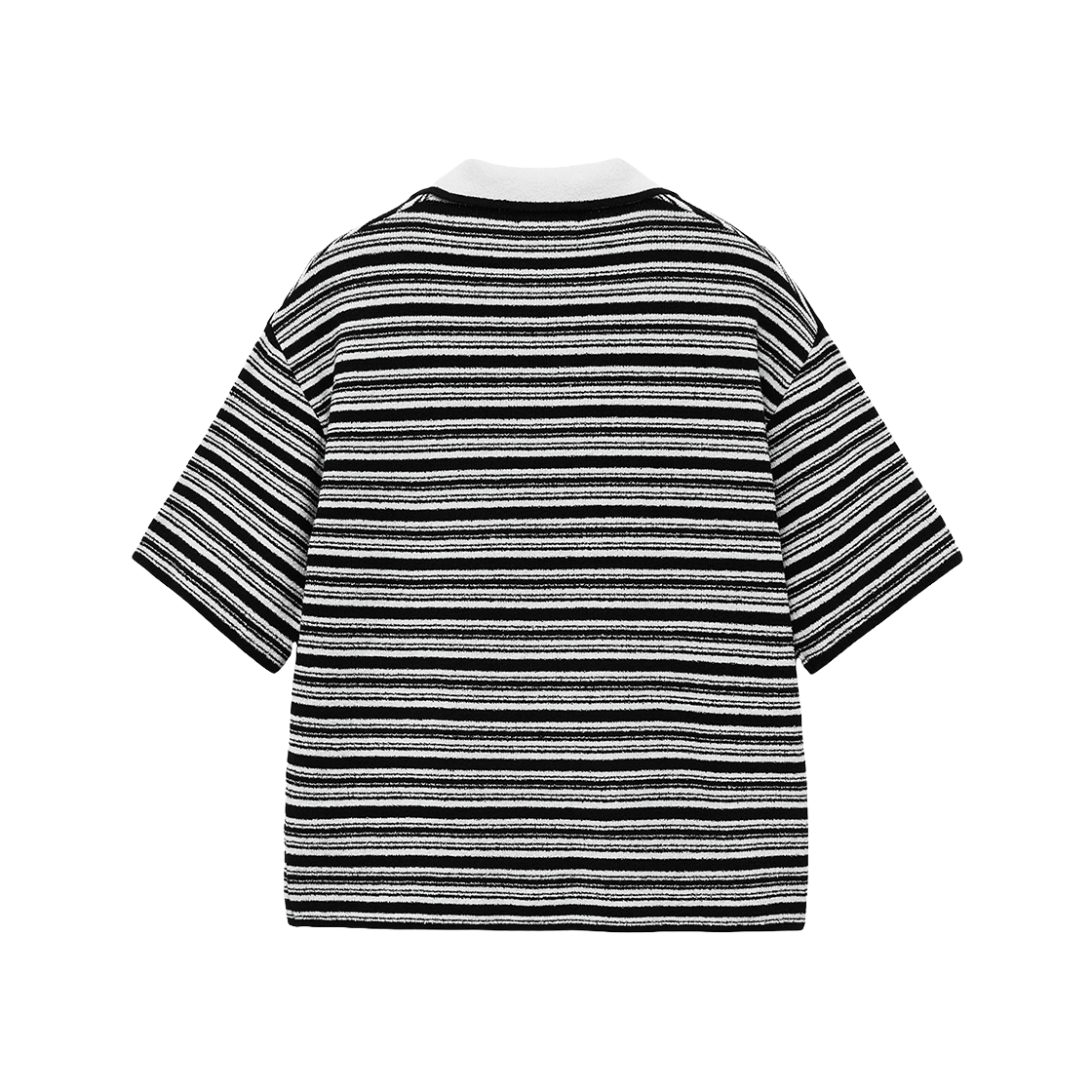 지오송지오 셈블런스 부클 스트라이프 오픈카라 니트 블랙 ZH2KT882BK(ZIOSONGZIO SEMBLANCE Boucle Stripe Open Collar Knit Black) - 2