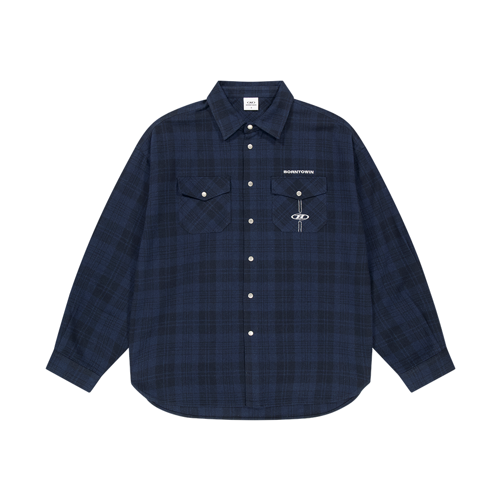 본투윈 85 플란넬 체크 셔츠 자켓 네이비(BORN TO WIN 85 Flannel Check Shirts Jacket Navy)