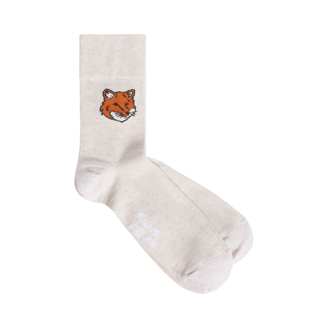 PM06400KT0010-0428 Maison Kitsune Fox Head Socks Driftwood