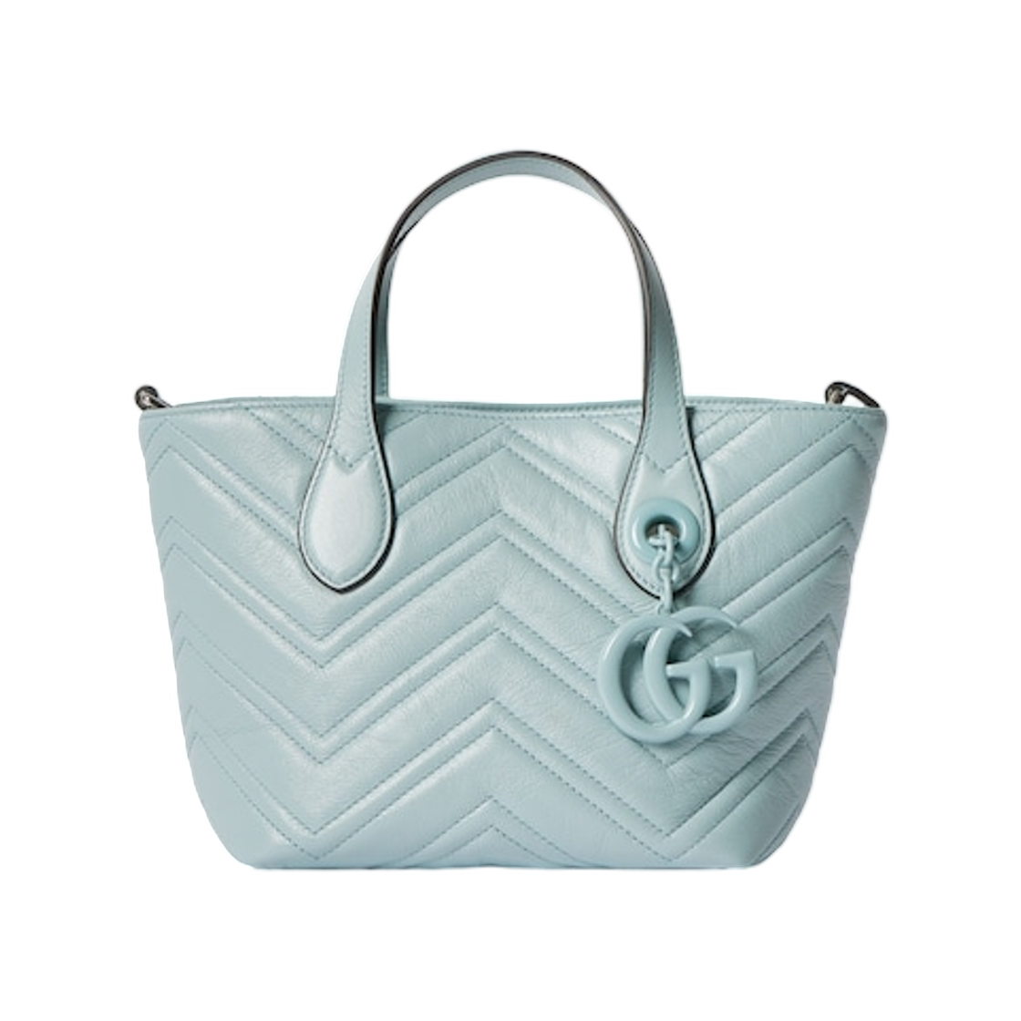 855391-AAFS1-4949 Gucci GG Marmont Small Tote Bag Icy Blue