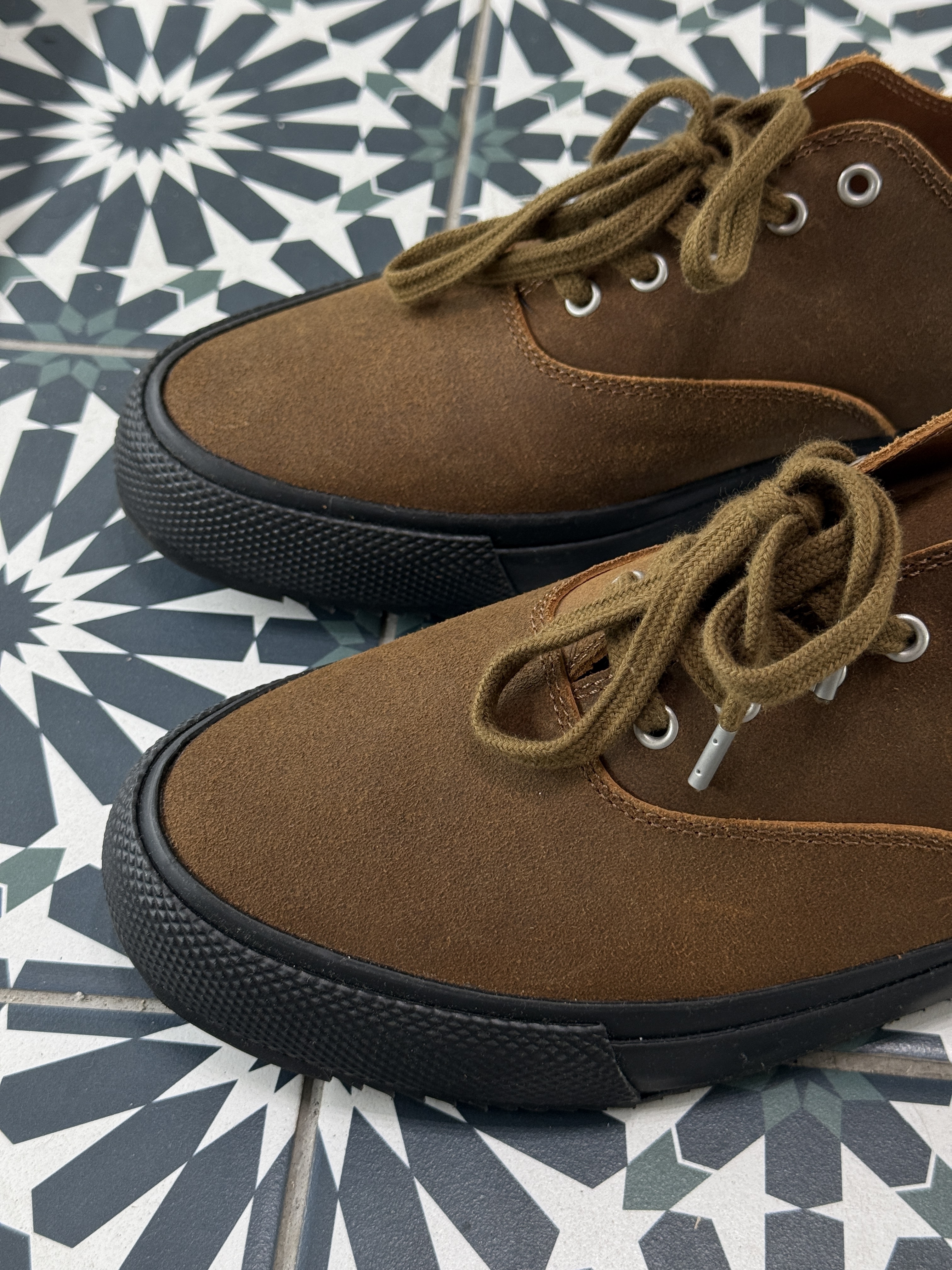 Double RL Roughout Suede Sneakers Brown - D 착용 스타일 - 3