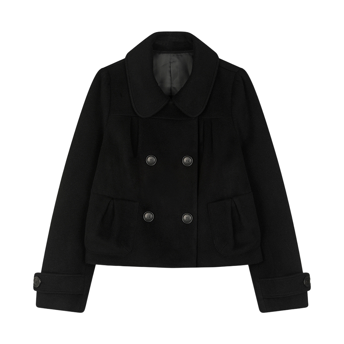 레이즈미야 캐시미어 로제 더블 숏 코트 블랙(REISE MIYA Cashmere Rose Double Short Coat Black)