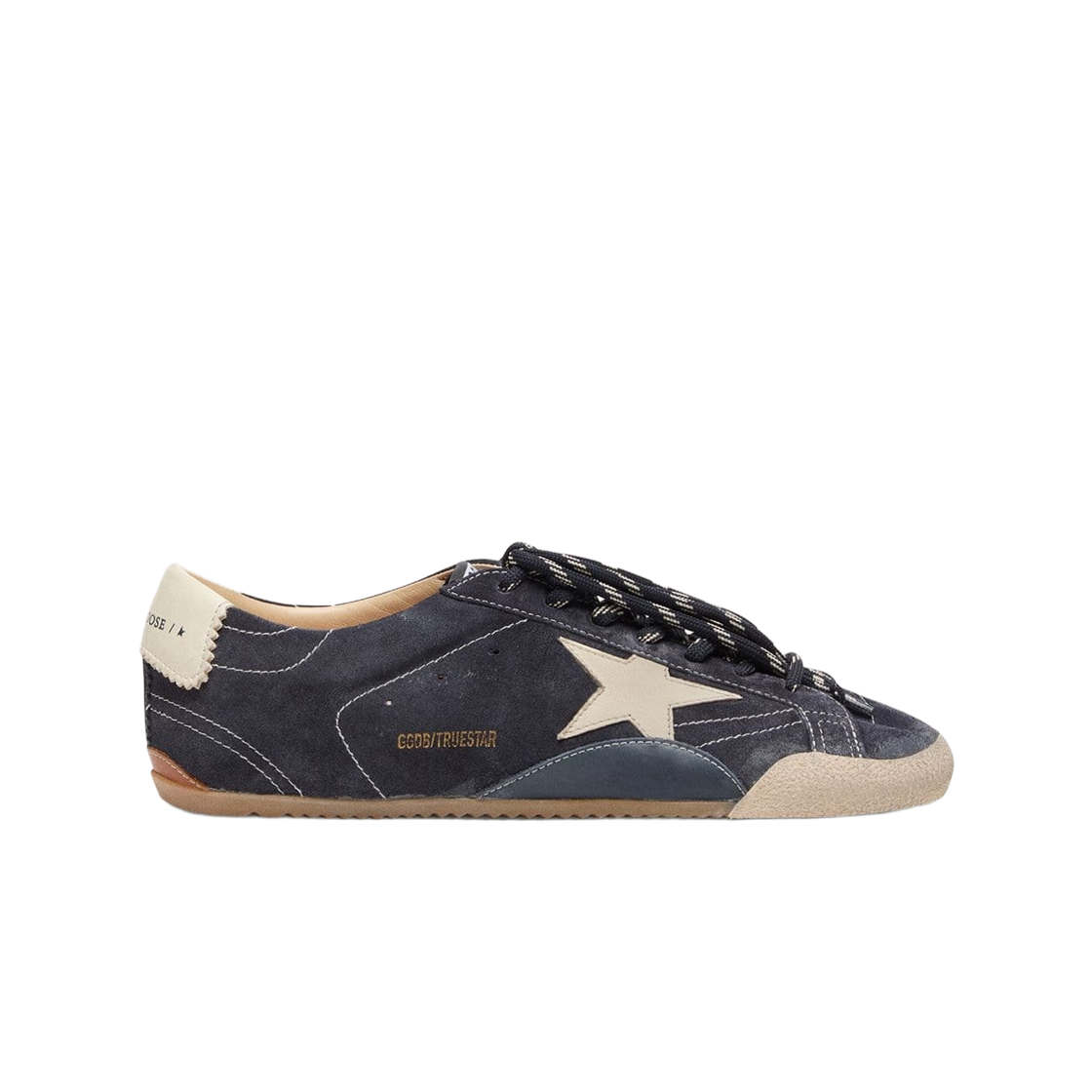 GMF00922-F008370-51103 Golden Goose True-Star White Nappa Leather Star Heel Tab Sneakers Dark Blue