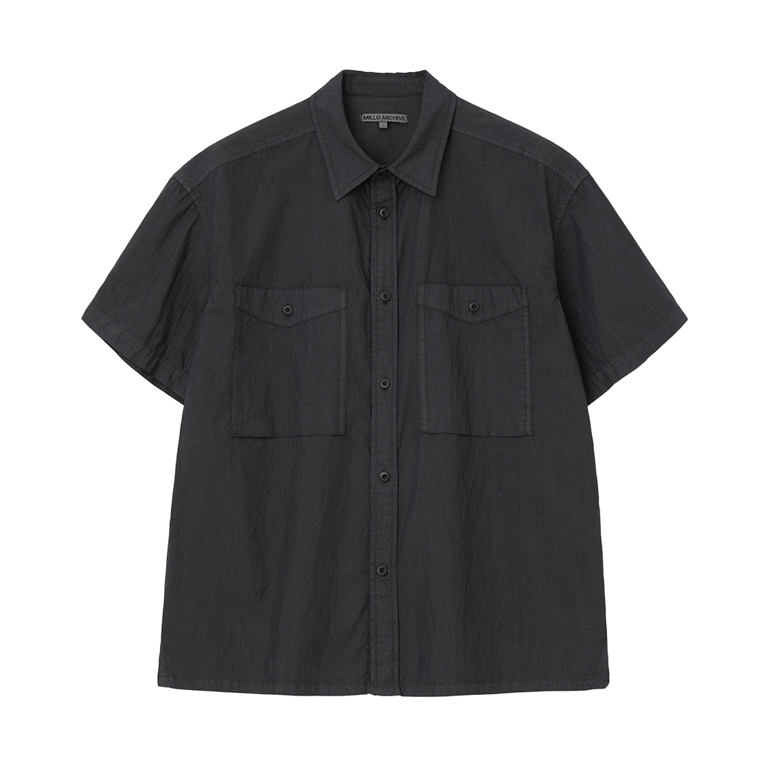 밀로 아카이브 러슬링 하프 셔츠 워시드 블랙(Millo Archive Rustling Half Shirt Washed Black)