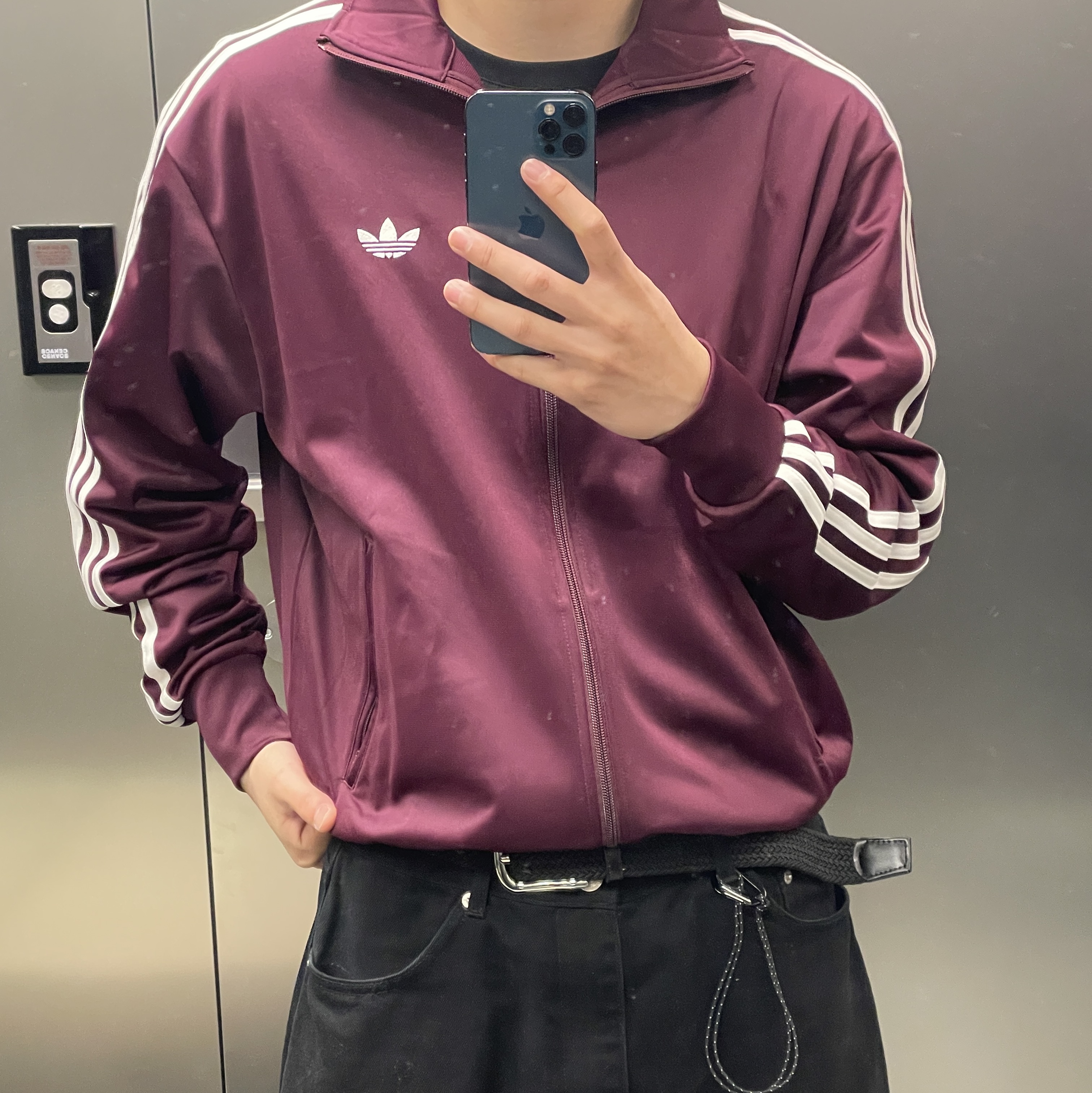 Adidas Adicolor Classic Firebird Track Top Maroon - KR Sizing 착용 스타일 - 2