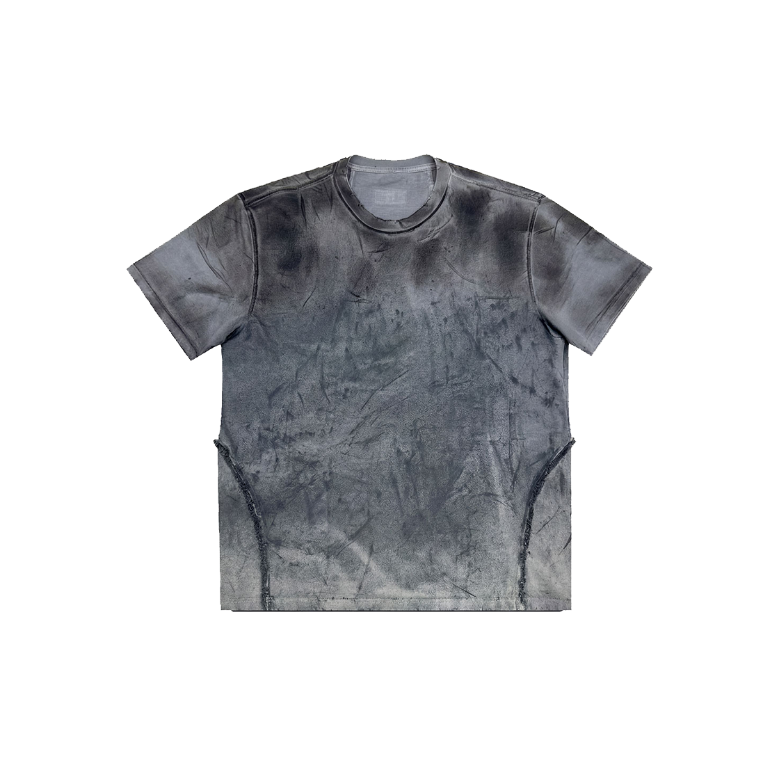 비엘알 오일 워시 컷오프 로고 숏 슬리브 티셔츠 다크 그레이(BLR Oil Wash Cut-Off Logo Short Sleeve T-Shirt Dark Grey)