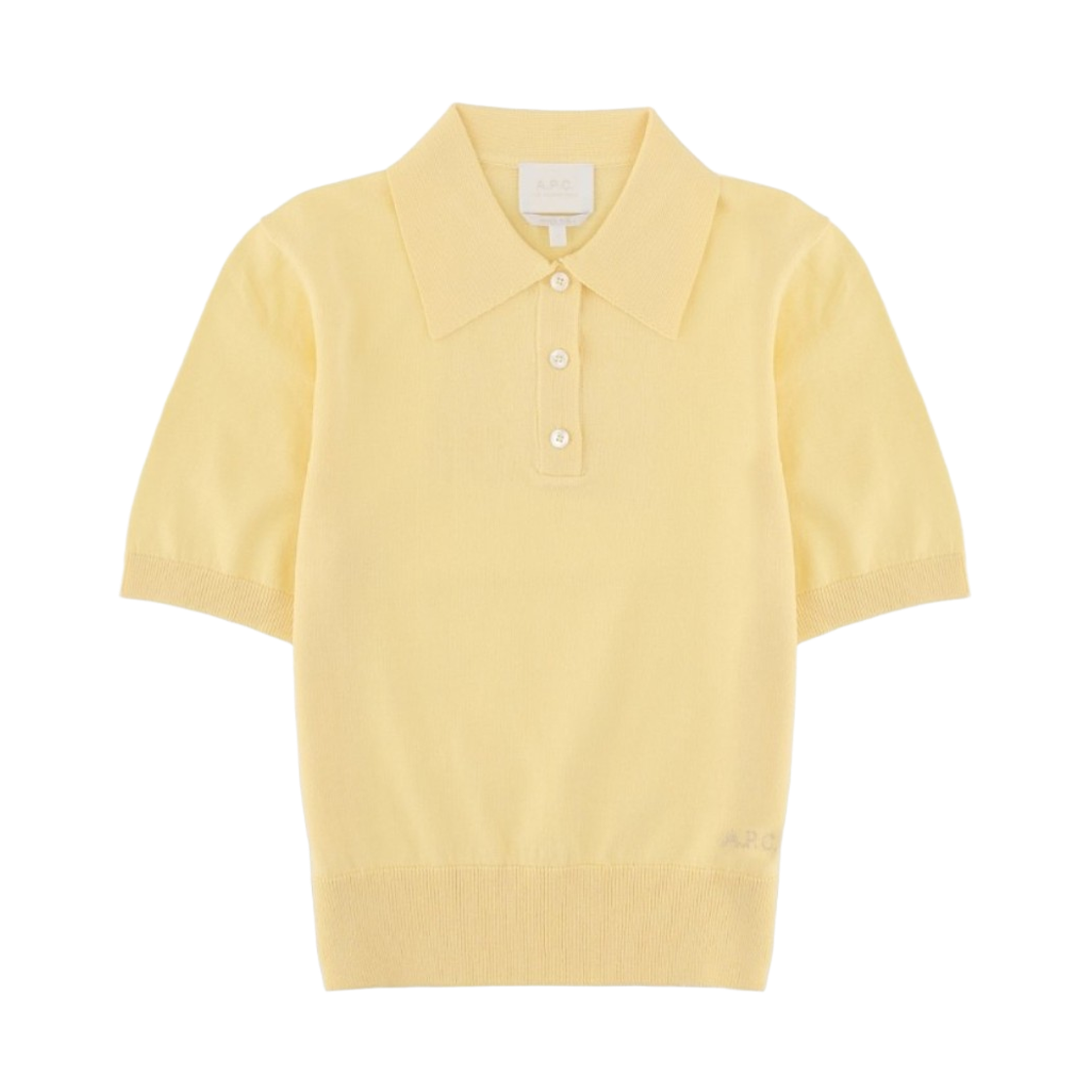 (W) 아페쎄 로고 폴로 티셔츠 라이트 옐로우((W) A.P.C. Logo Polo T-Shirt Light Yellow) - 1