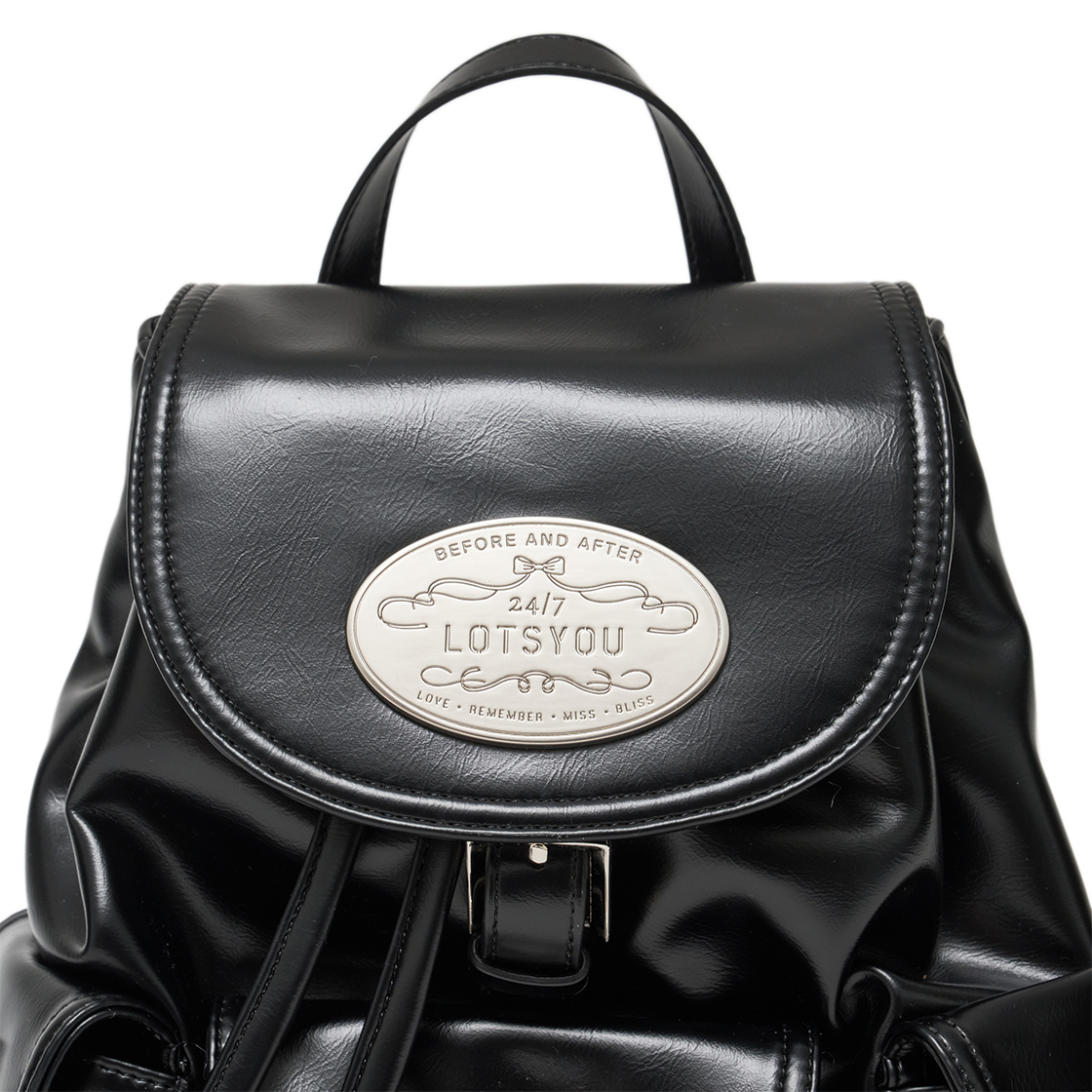 라츠유 노스탤지아 츄비 백팩 레더 블랙(LOTS YOU Nostalgia chubby Backpack Leather Black) - 3