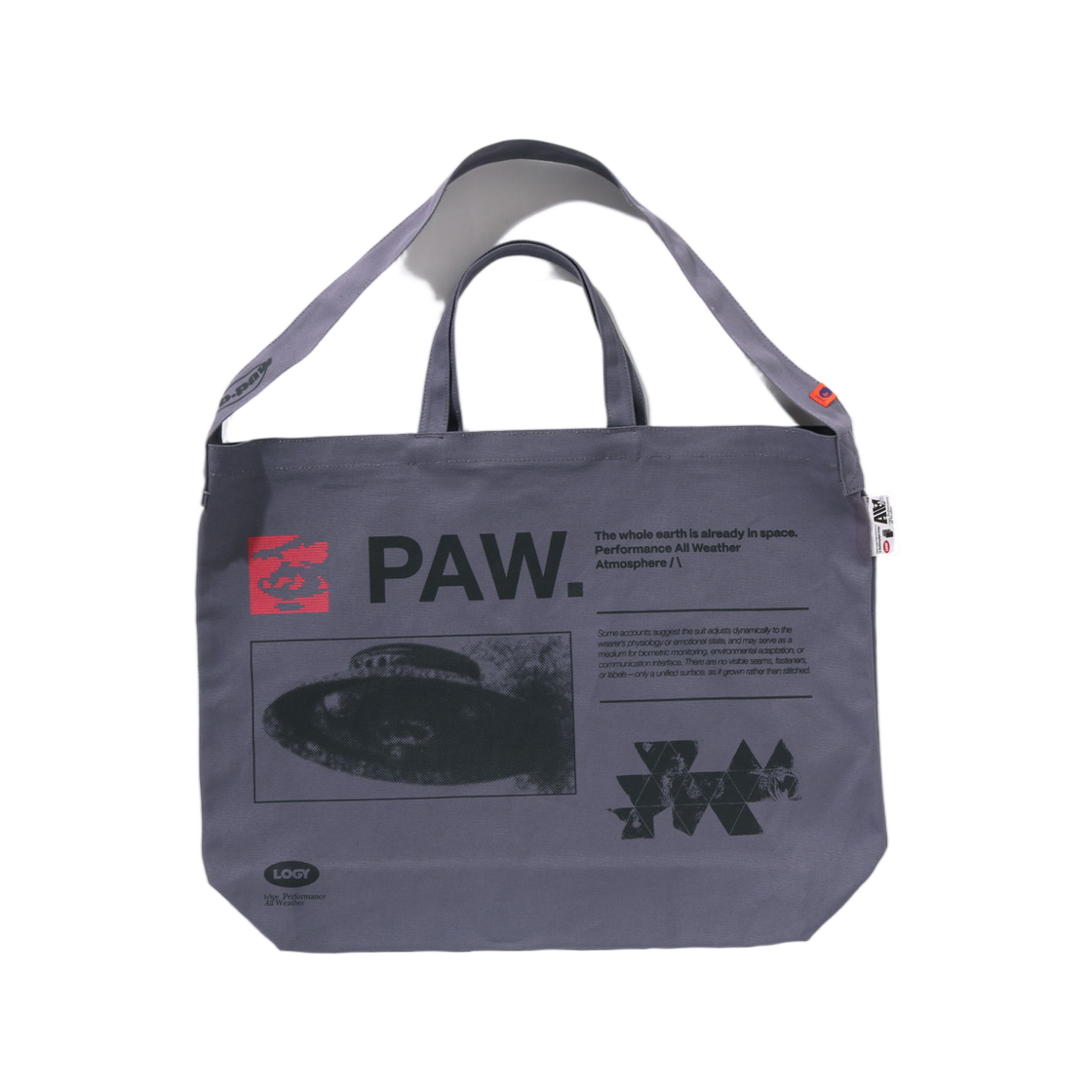 베이프 x 카즈키 쿠라이시 훌 어스 투웨이 캔버스 토트백 차콜(BAPE x Kazuki Kuraishi Whole Earth 2-Way Canvas Tote Bag Charcoal) - 1