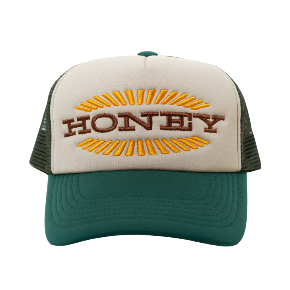 허니스쿱하우스 버스트 로고 트러커 캡 딥 그린(Honey Scoop House Burst Logo Trucker Cap Deep Green)