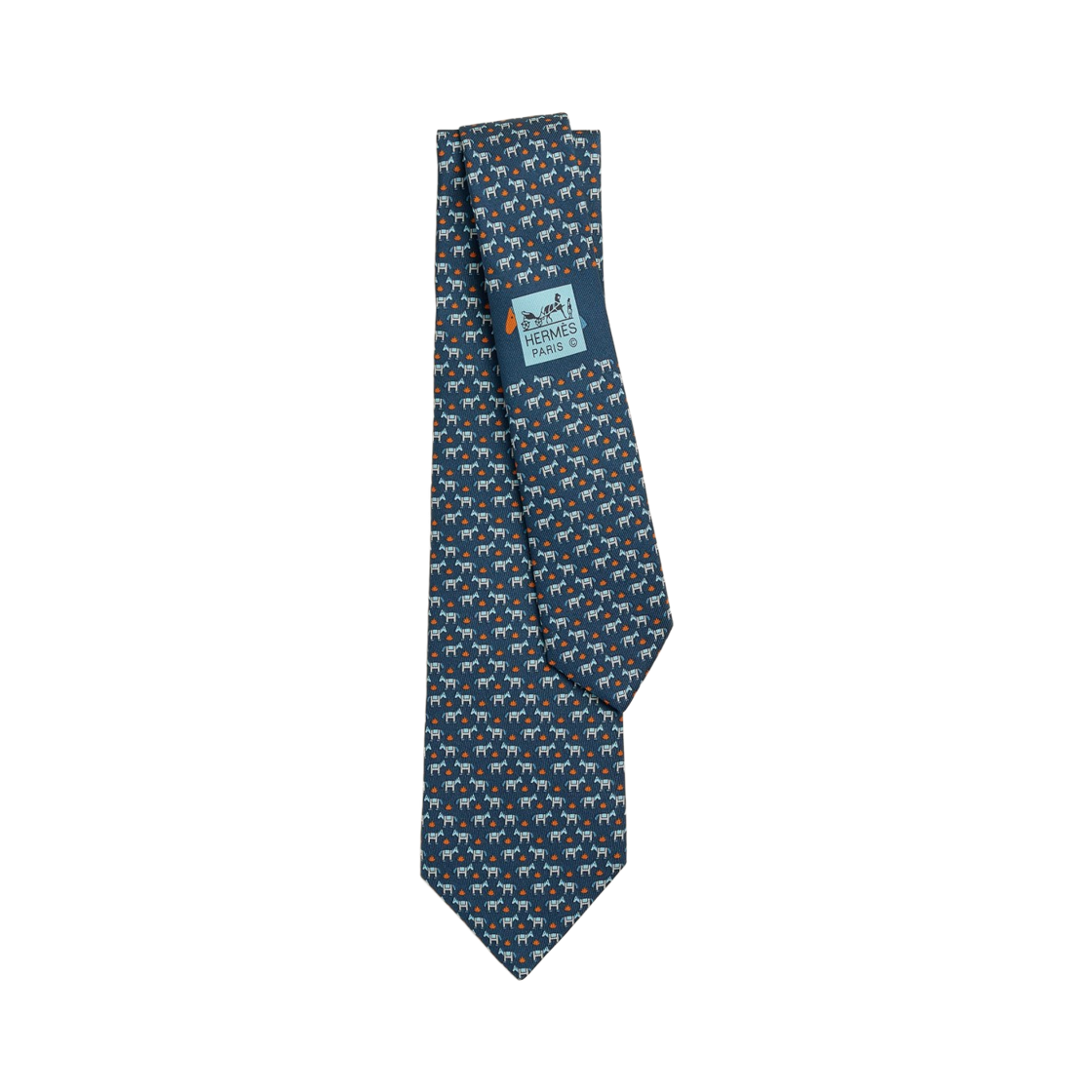 에르메스 H 슈발 타이 마린 씨엘 오랑쥬(Hermes H Cheval Tie Marine Ciel Orange) - 1