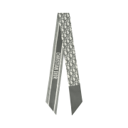 (W) Dior Oblique Mitzah Scarf Silk Twill Grey