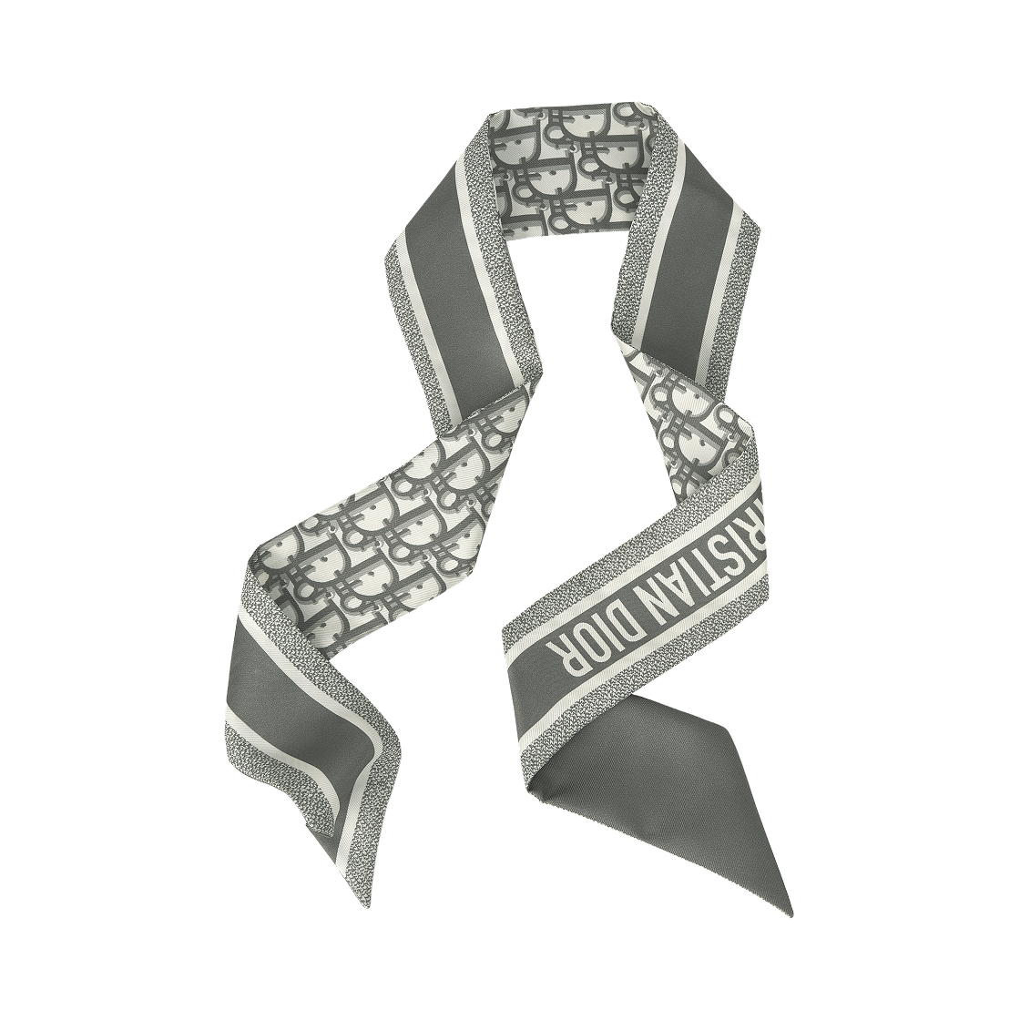 (W) 디올 오블리크 미차 스카프 실크 트윌 그레이((W) Dior Oblique Mitzah Scarf Silk Twill Grey) - 2