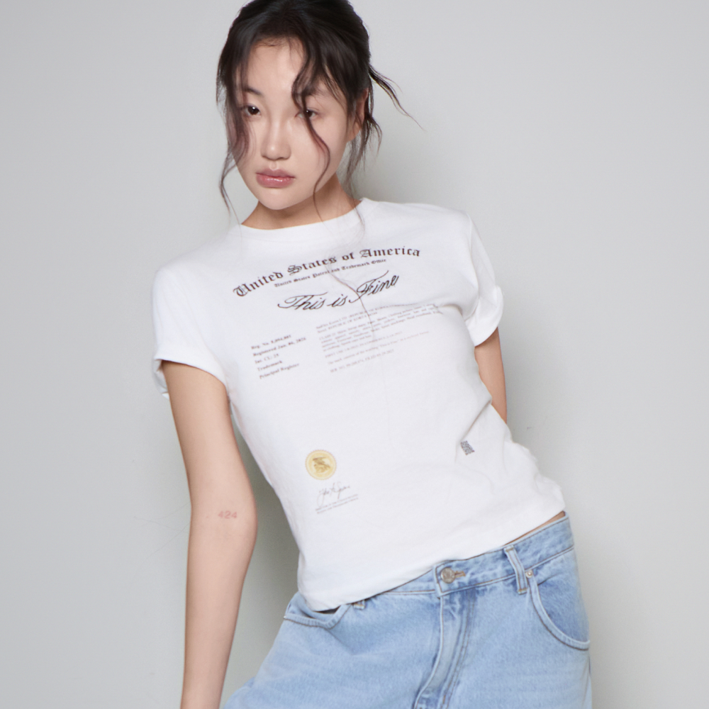 디스이즈파인 슬림 트레이드마크 티 화이트(THIS IS FINE Slim Trademark Tee White) - 2