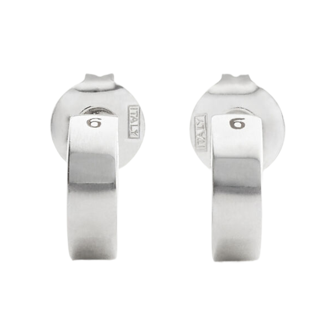 SM7VG0057SV0310951 (W) MM6 Maison Margiela Numeric Minimal Signature Hoop Earrings Polished Palladio