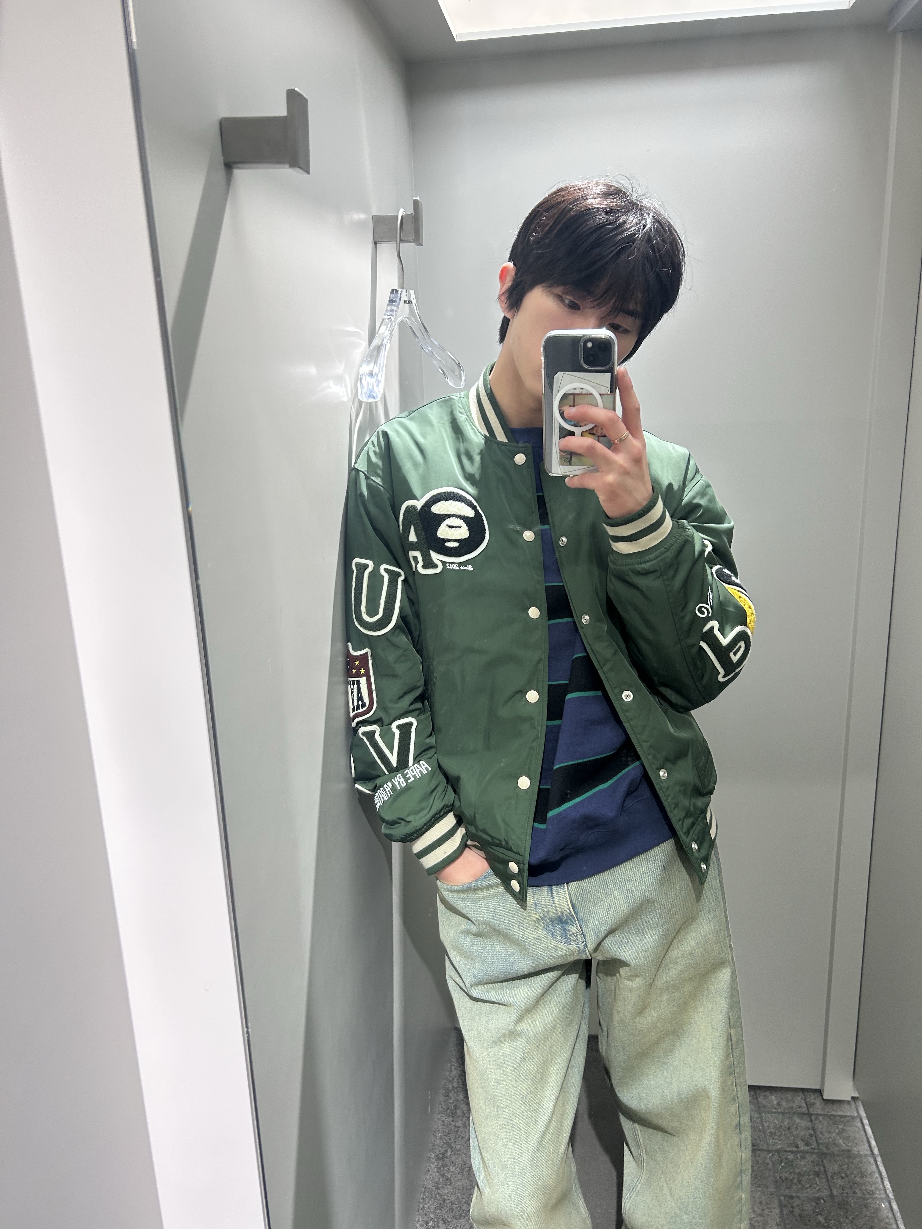 AAPE Main Jacket Dark Green - 25FW 착용 스타일 - 4