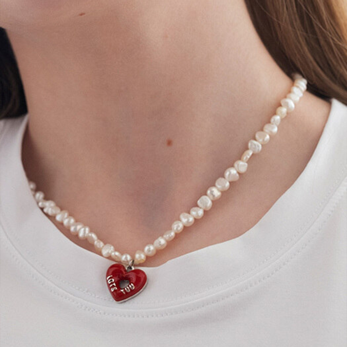라츠유 캔디 팝 펄 네크리스 레드(LOTS YOU Candy Pop Pearl Necklace Red) - 4