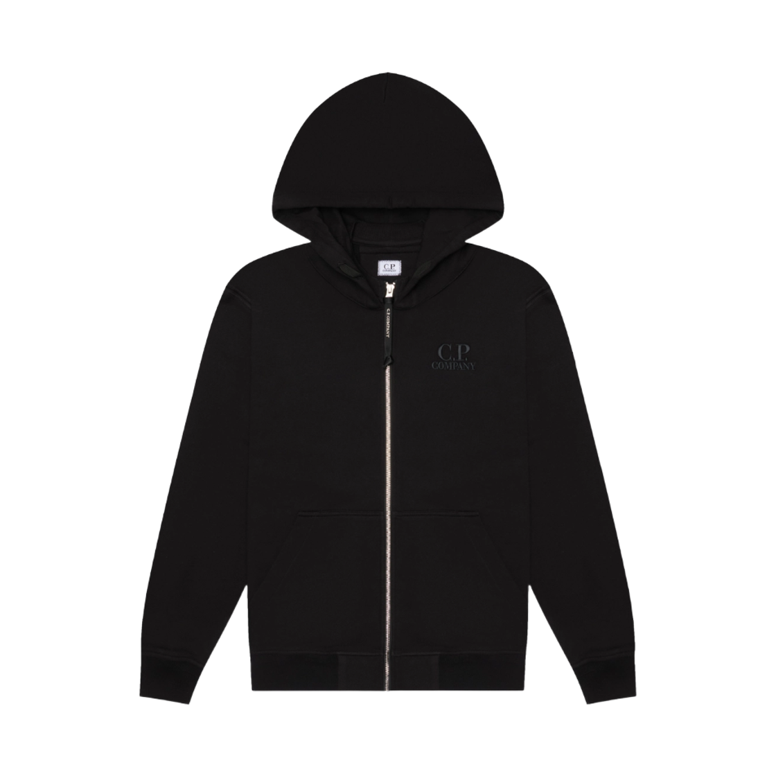 20CMSS025A005086W999 C.P. Company Diagonal Raised Fleece Zip Hooded Sweatshirt Black - 26SS